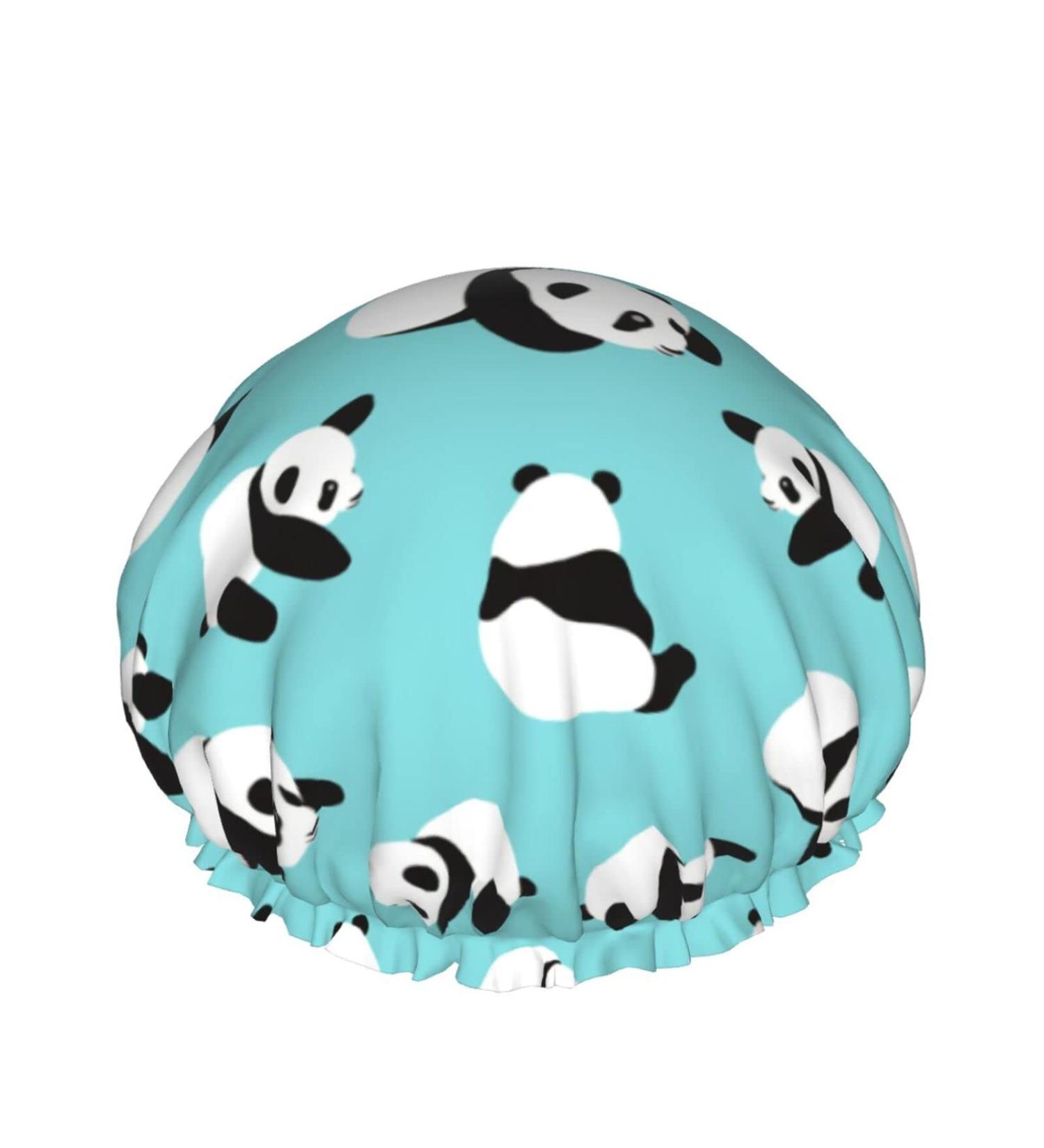 Cute Panda Shower Cap - Reusable Double Layer Bath Cap for Women | Waterproof & Elastic with PEVA Lining (1 piece) - Buy Online on GoSupps.com