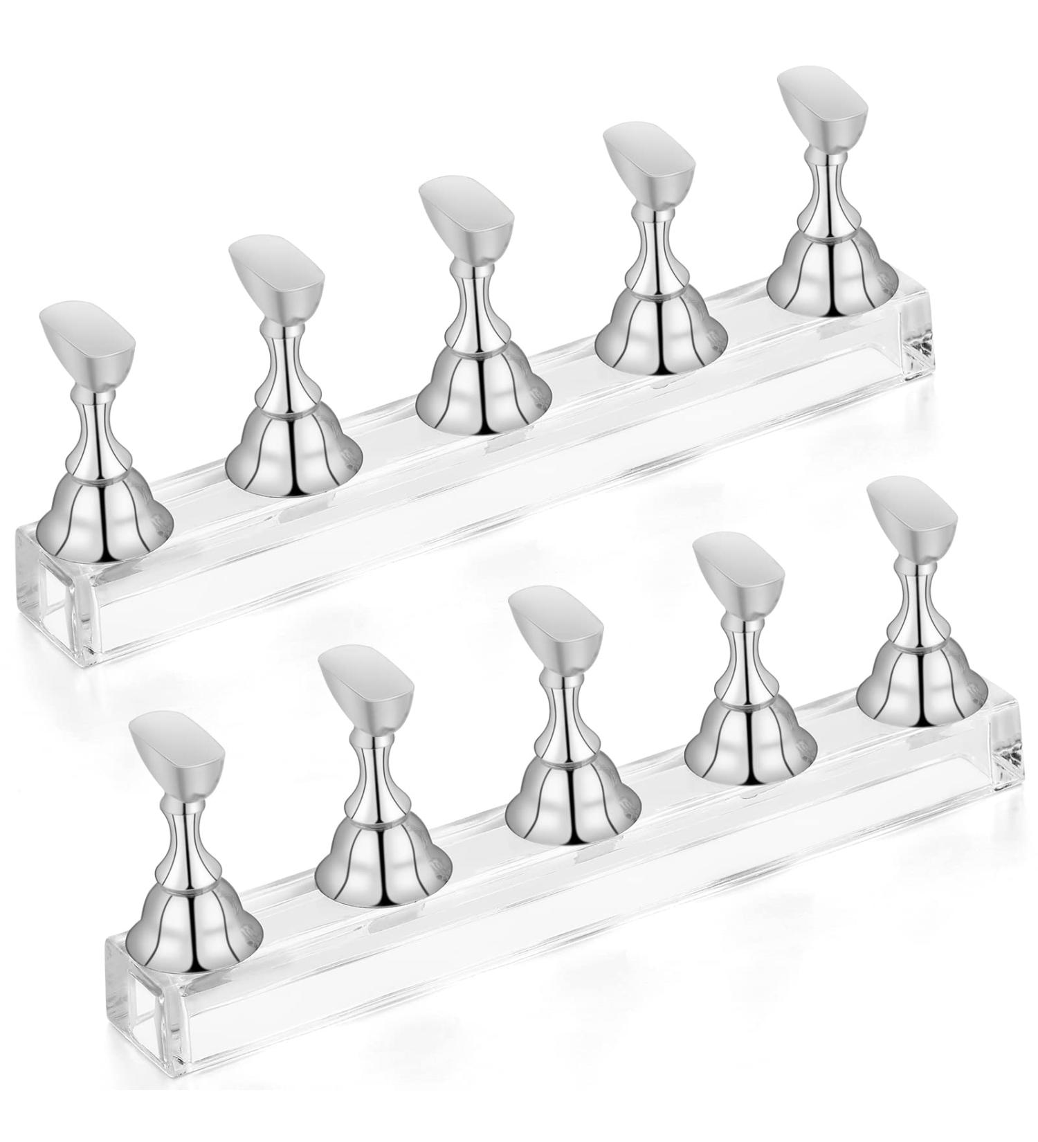 Prousky 2 Set Magnetic Nail Display Stand for False Nail Tip Manicure - Silver - Buy Online on GoSupps.com