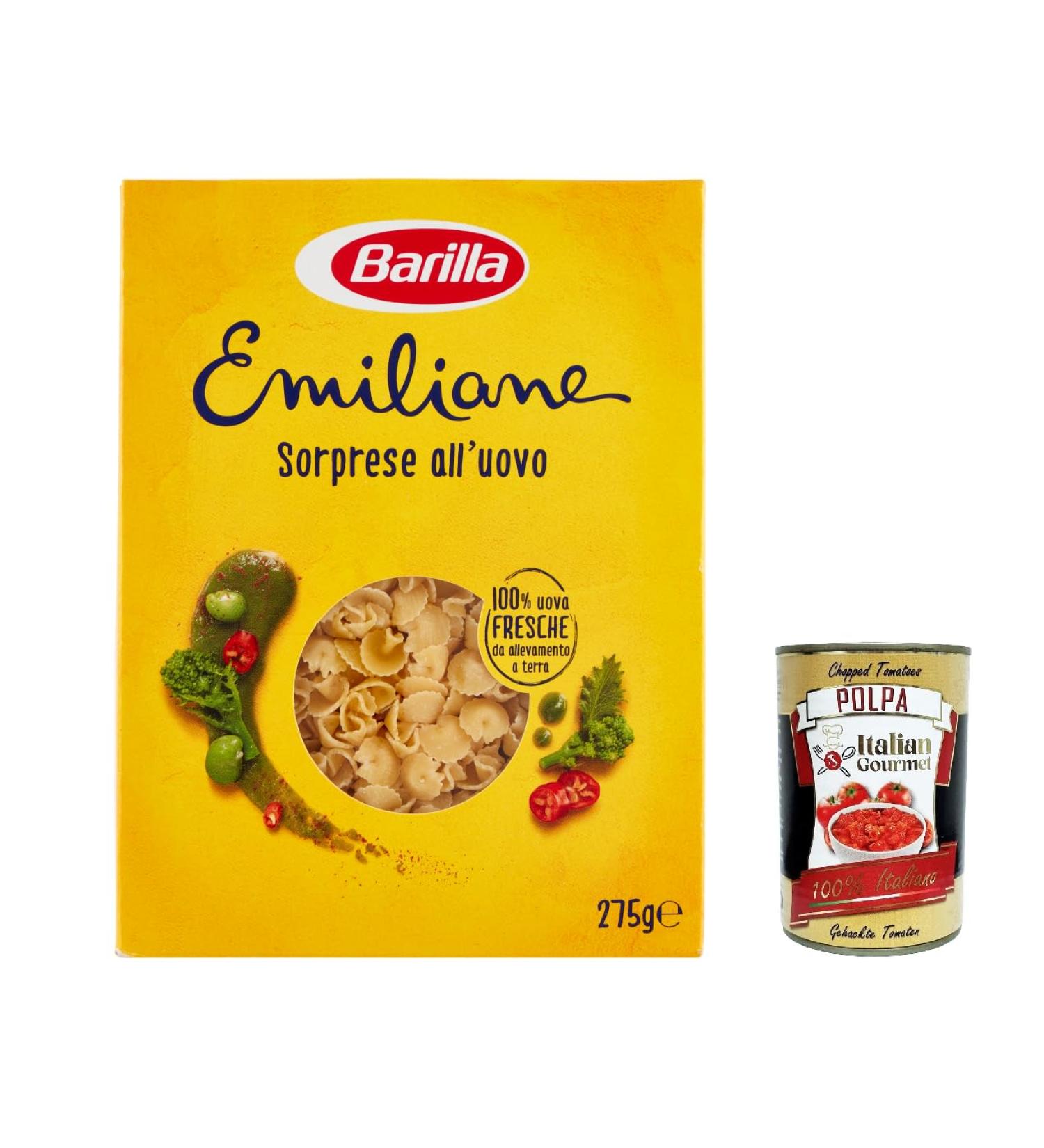  Italian Gourmet E.R. Barilla Egg Pasta Le Emiliane Sorprese egg pasta pasta with egg 275g + gourmet Italian pulp 400g - Buy Online on GoSupps.com