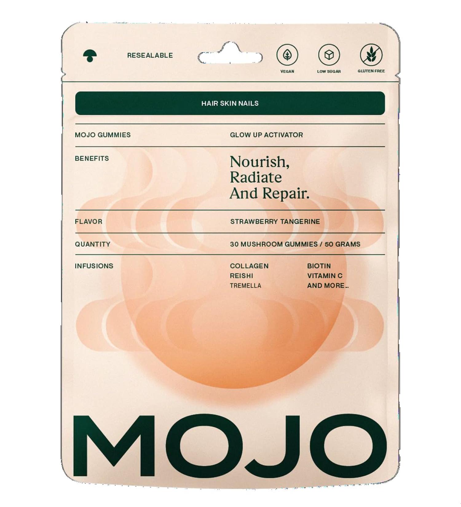 Mojo Hair Skin & Nails Gummies Beauty Support Formula with Collagen Biotin Reishi Tremella + Vitamins (30 Gummies) 1