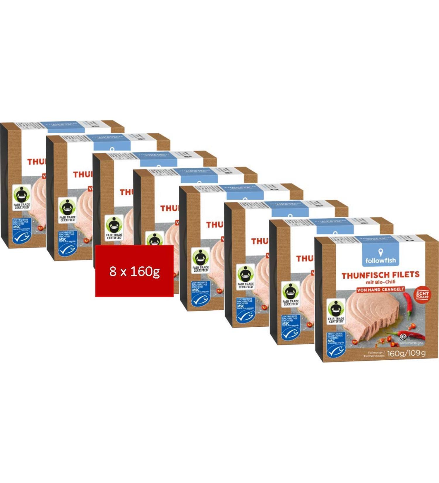 Buy Followfish MSC Fair Trade Tuna Fillets with Organic Chilli - 160g Pack of 8 | Premium Quality International Shipping - Buy Online on GoSupps.com