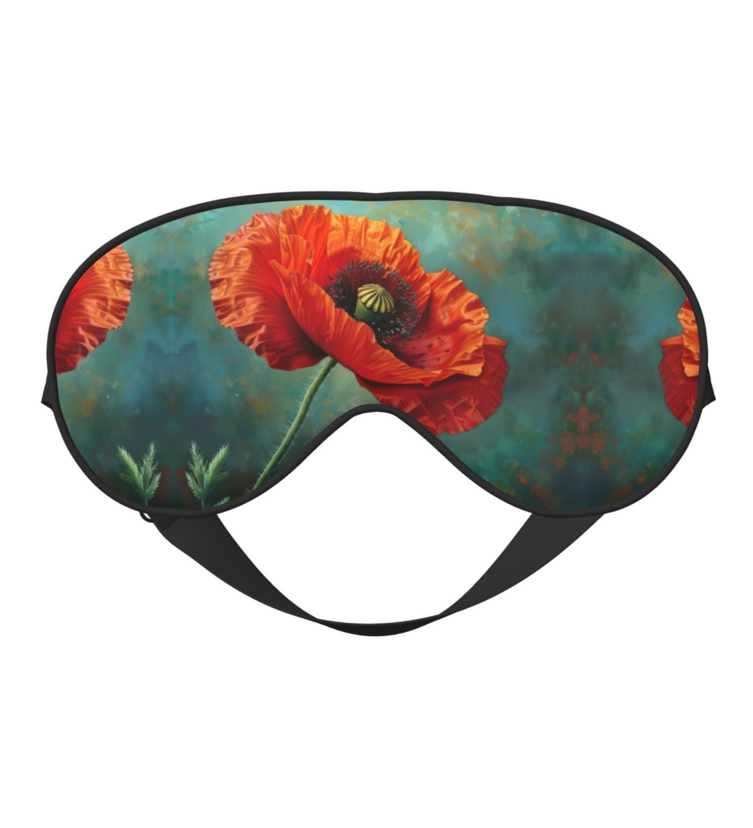 Poppy Flower Print Eye Mask - Ultra-Soft Light-Blocking for Comfort & Restful Sleep | International Shipping Available - Buy Online on GoSupps.com