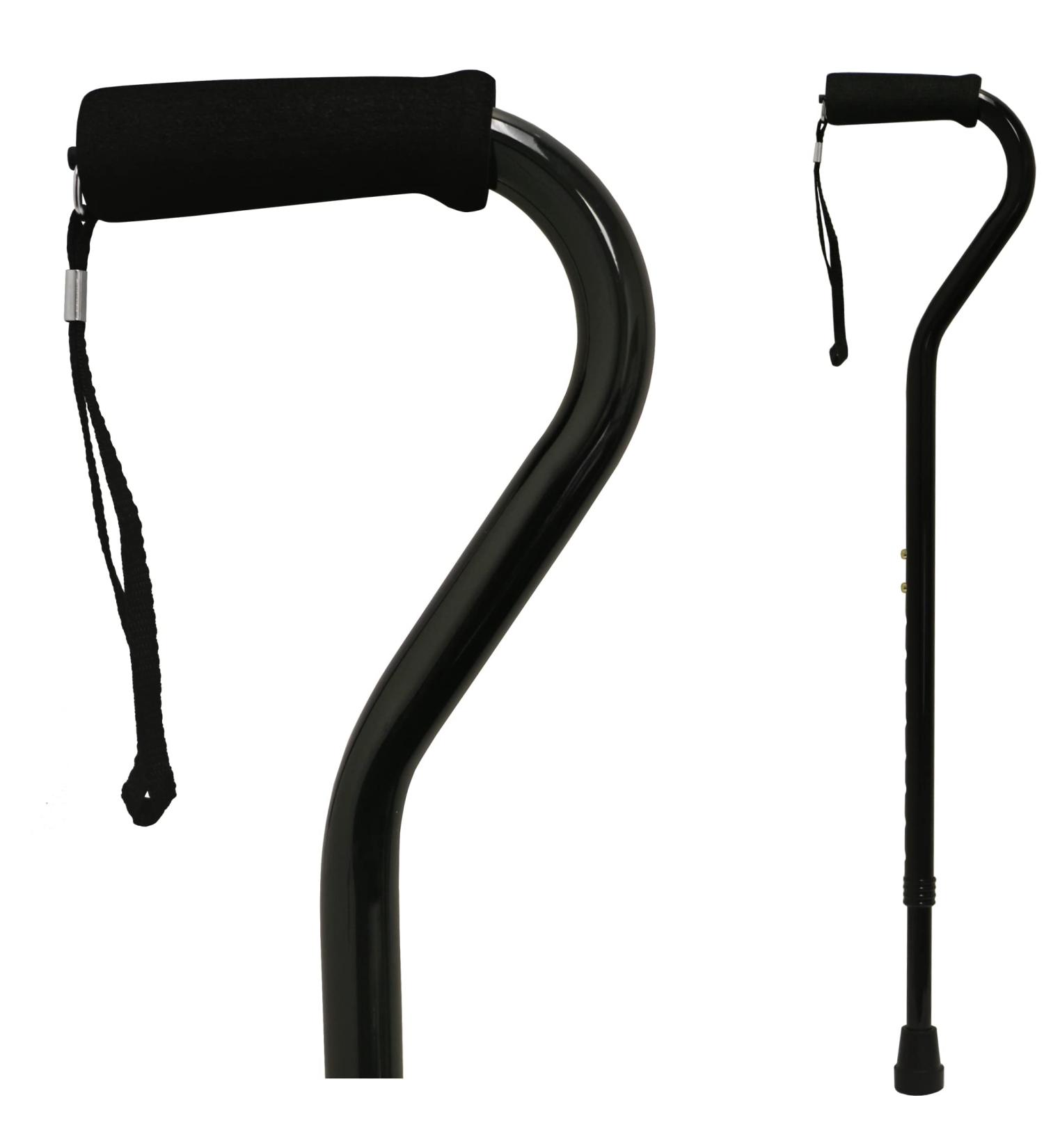 PCP Adjustable Standard Offset Handle Cane Bariatric Foam Grip Wrist Strap Black - Buy Online on GoSupps.com