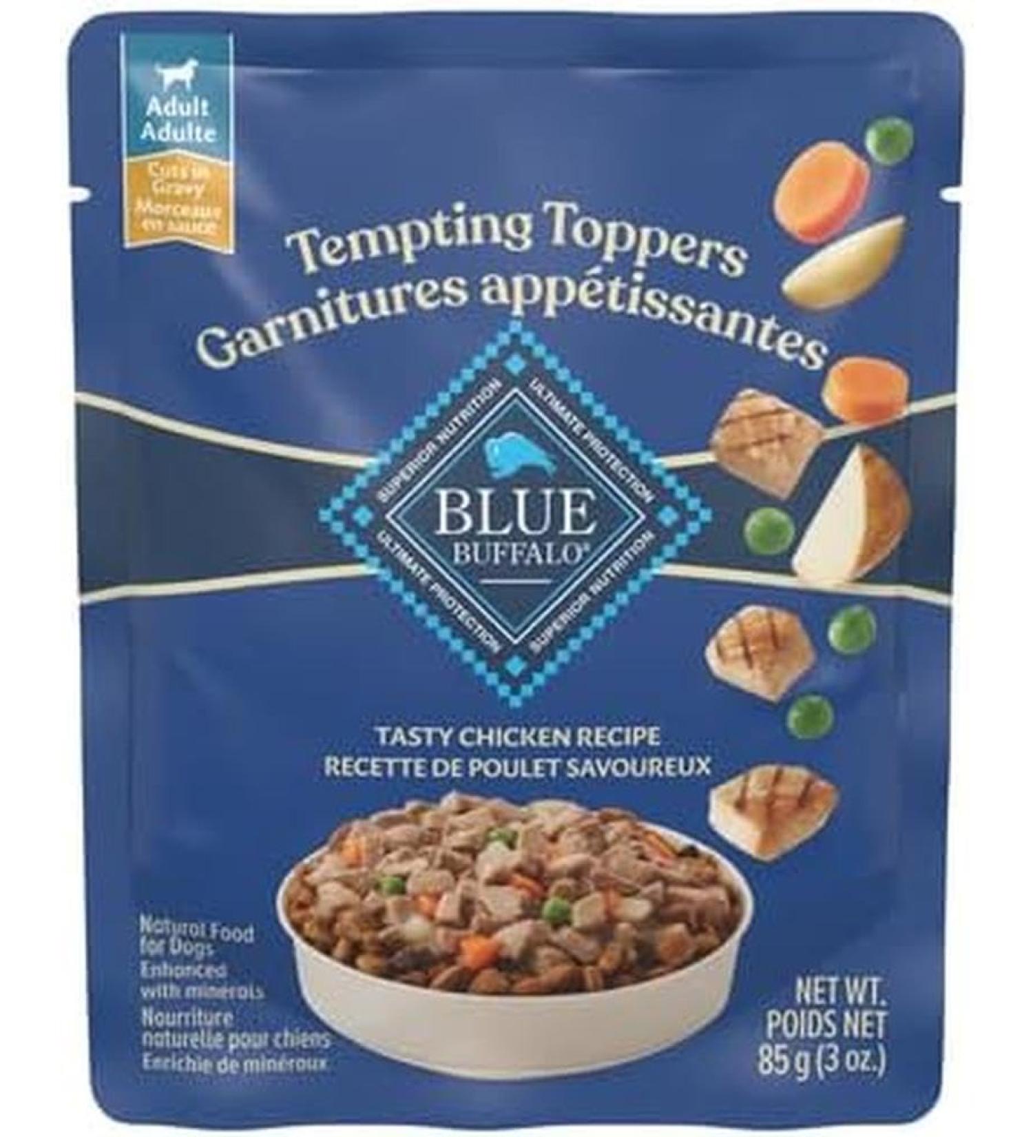 Blue Buffalo Tempting Toppers Dog Wet Food Chicken 3oz Pouch (Case of 24) Pack of 24 Chicken