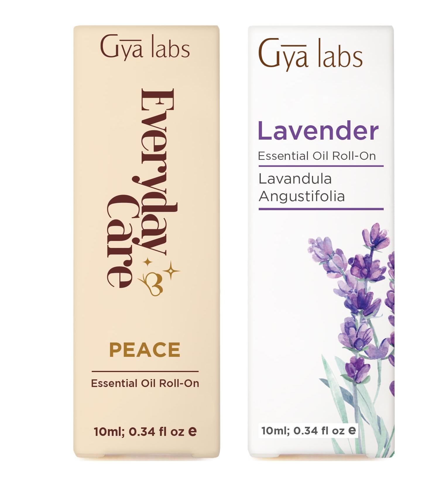 Peace & Lavender Roll On Set - Essential Oils Aromatherapy Roll On with Essential Oil Set - 2x0.34 fl oz - Gya Labs - Buy Online on GoSupps.com