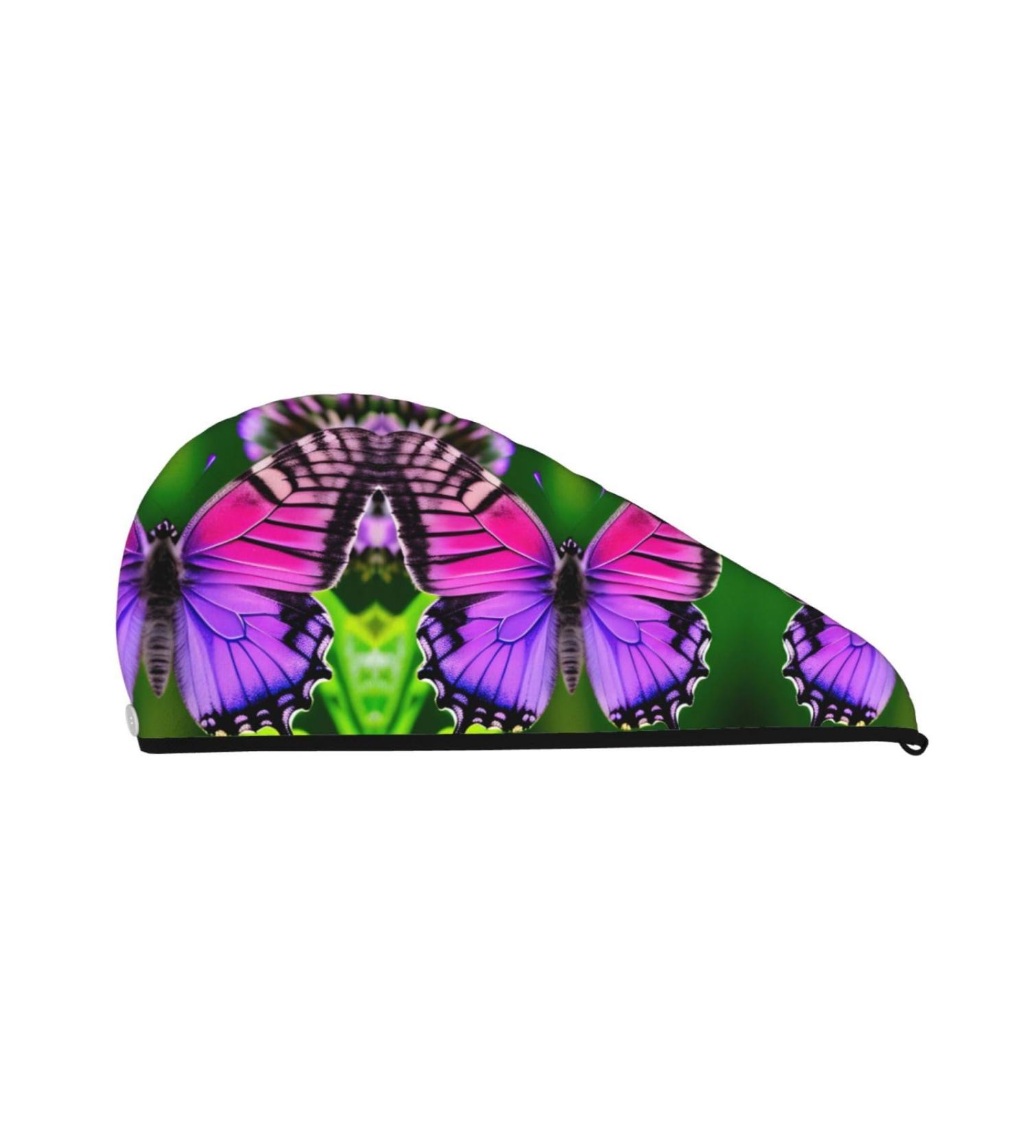 Buy Purple Cute Butterfly Coral Velvet Dry Hair Cap | Perfect for Home Travel Pool Parties & More - Buy Online on GoSupps.com