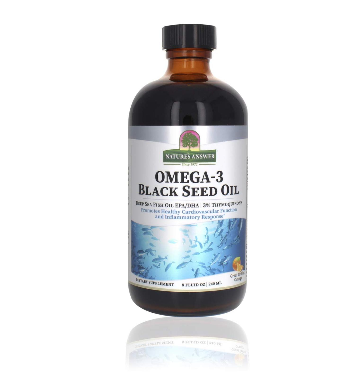 Nature's Answer Omega-3 with Black Seed Oil - 8 fl oz Orange | Premium Fish Oil Supplement - Buy Online on GoSupps.com