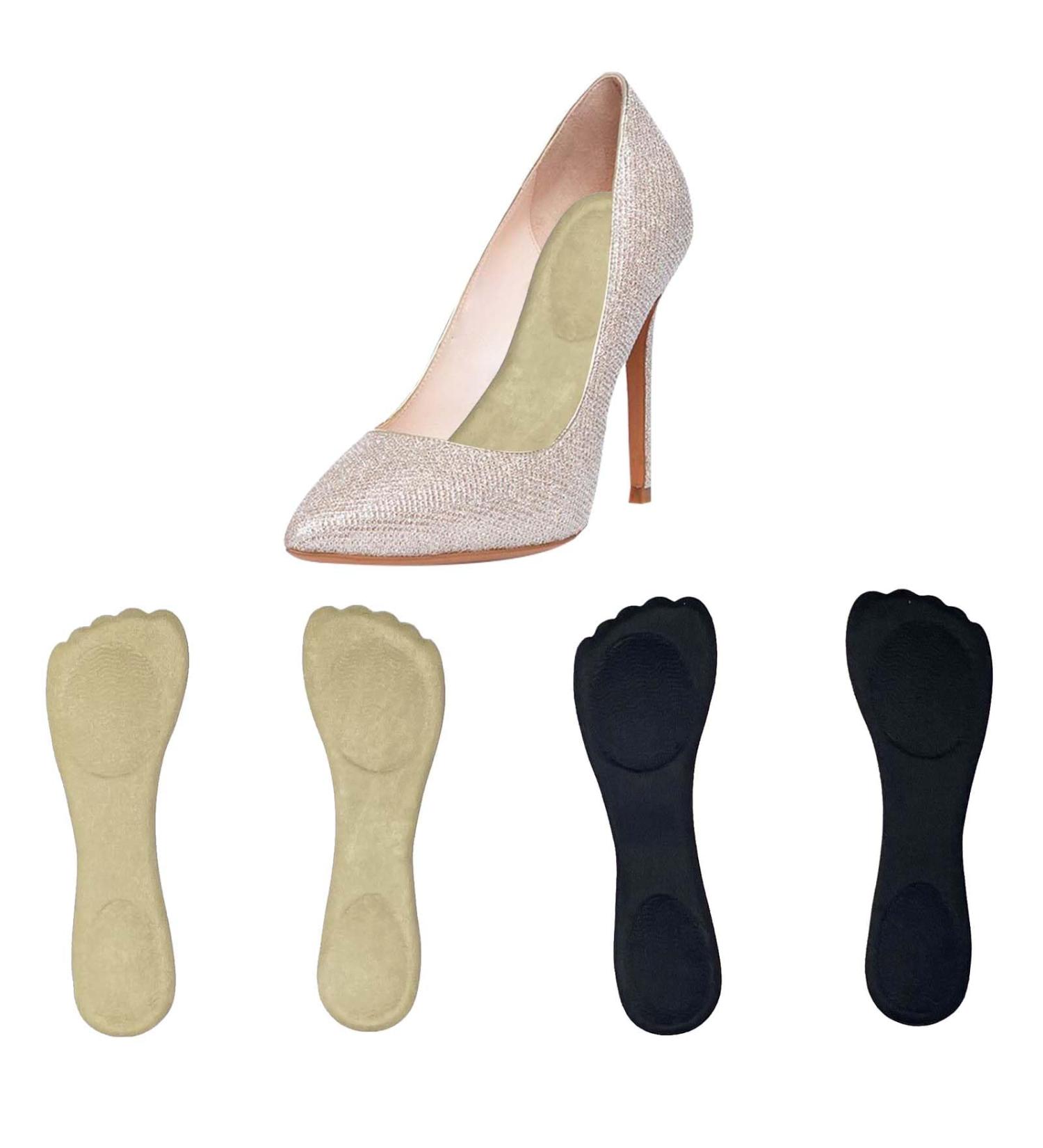 2 Pairs Gel Cushioning Inserts for Women - Non-Slip Adhesive Heel Insoles for Pumps Sandals & Flats - Velvet Shoe Pads in Black & Beige - Buy Online on GoSupps.com