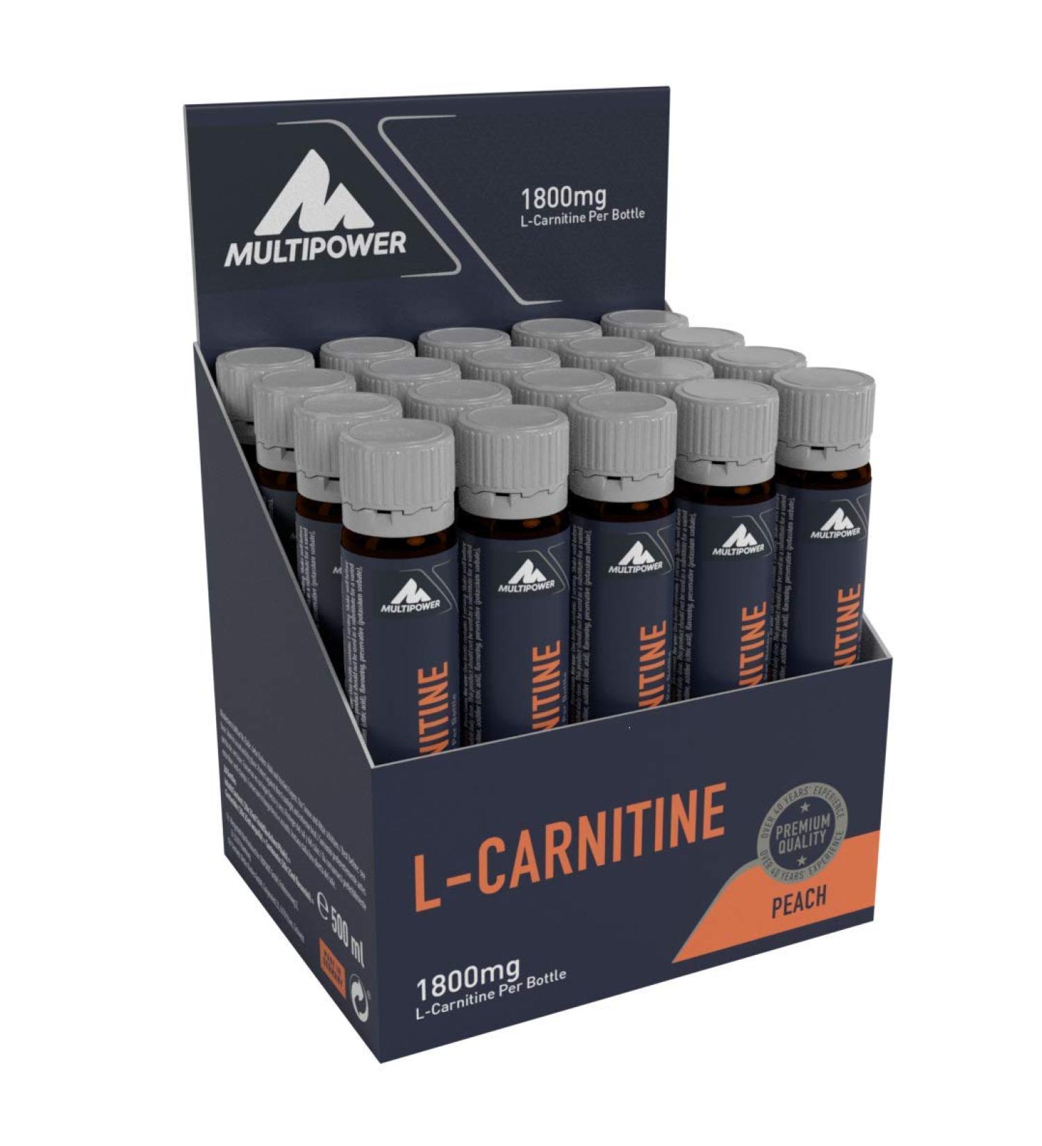 Multipower L-Carnitine Liquid Peach - Pre Workout Booster | 1800 mg L-Carnitine | Dietary Supplements | 20 x 25 ml | Boost Performance & Endurance - Buy Online on GoSupps.com