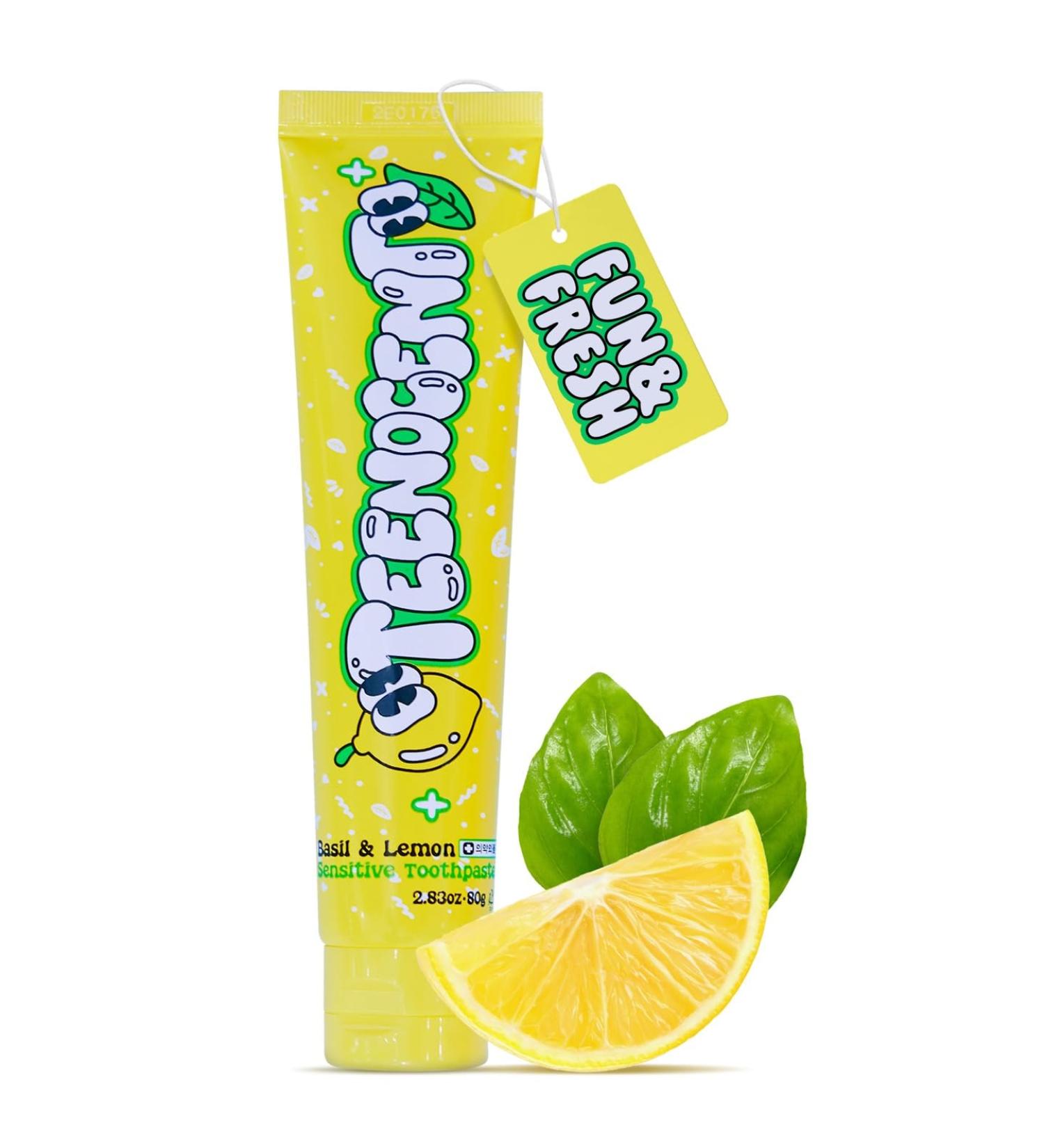 Sensitive Toothpaste Basil & Lemon - Fluoride-Free Vegan Nano Hydroxyapatite Remineralizing SLS-Free 2.83 oz - International Shipping Available - Buy Online on GoSupps.com