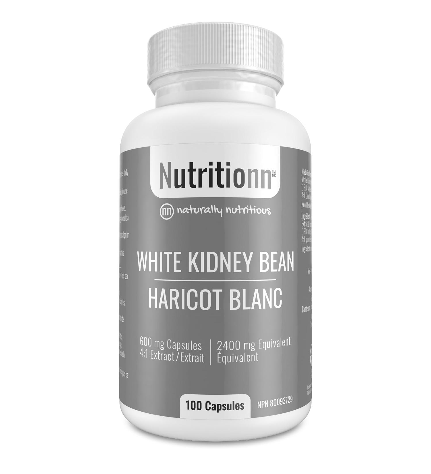 White Kidney Bean Extract Supplement - Slows Carb Digestion - 600 mg Capsules 4:1 Extract 100 Servings - Premium Natural Non-GMO Third-Party Tested Made in Canada - Nutritionn - Buy Online on GoSupps.com