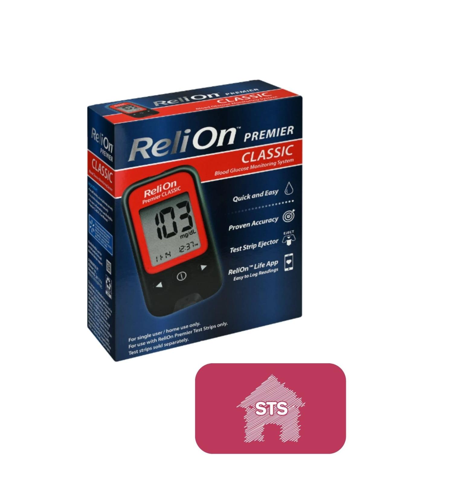 ReliOn Premier Classic Blood Glucose Monitoring System with STS Home Sticker - Buy Online on GoSupps.com
