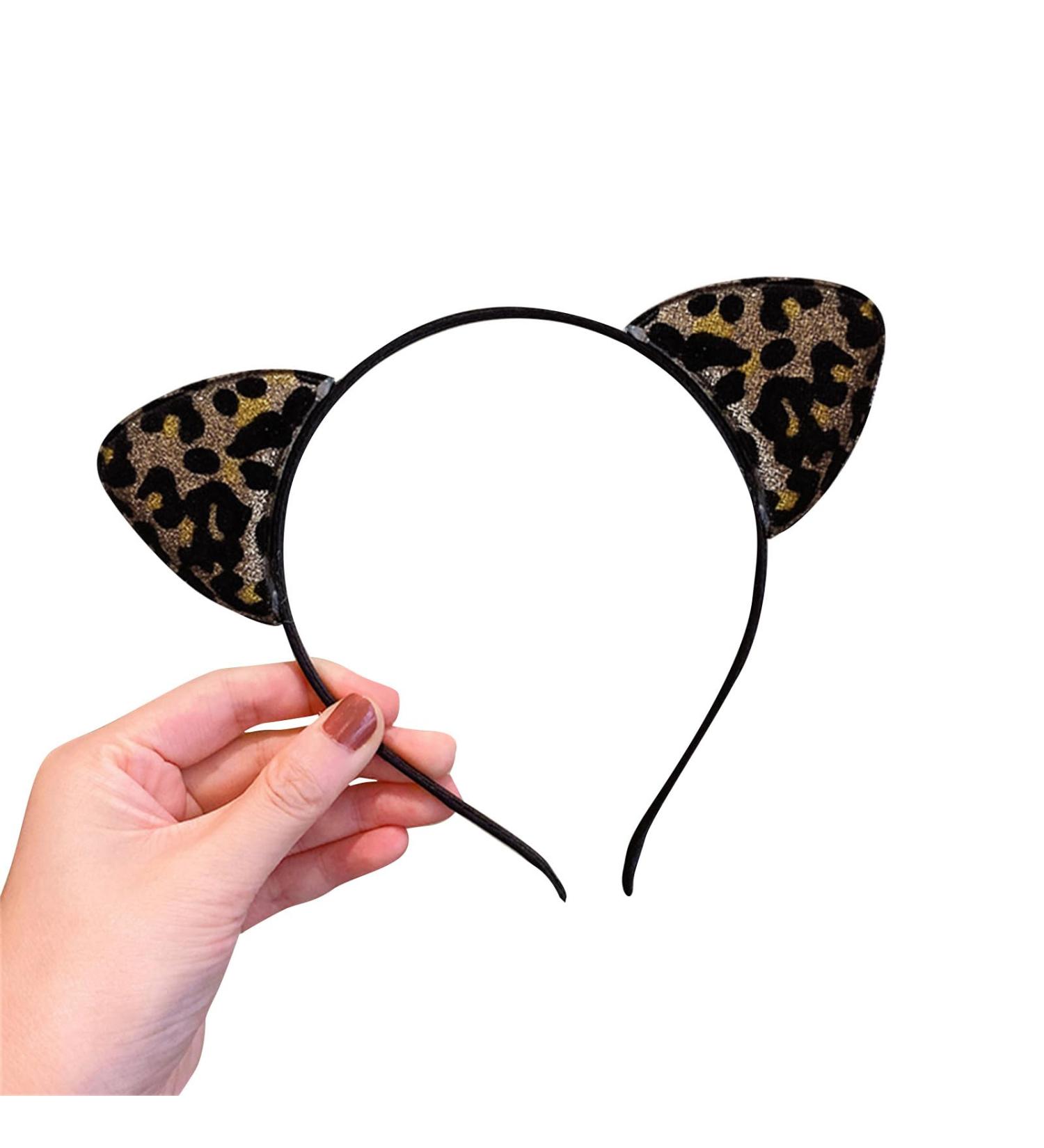 HUANIZI Cute Leopard Print Animal Ear Headband Hair Clip Costume Supplies for Teenager Girl Adults Women Costume Dark Brown - Buy Online on GoSupps.com