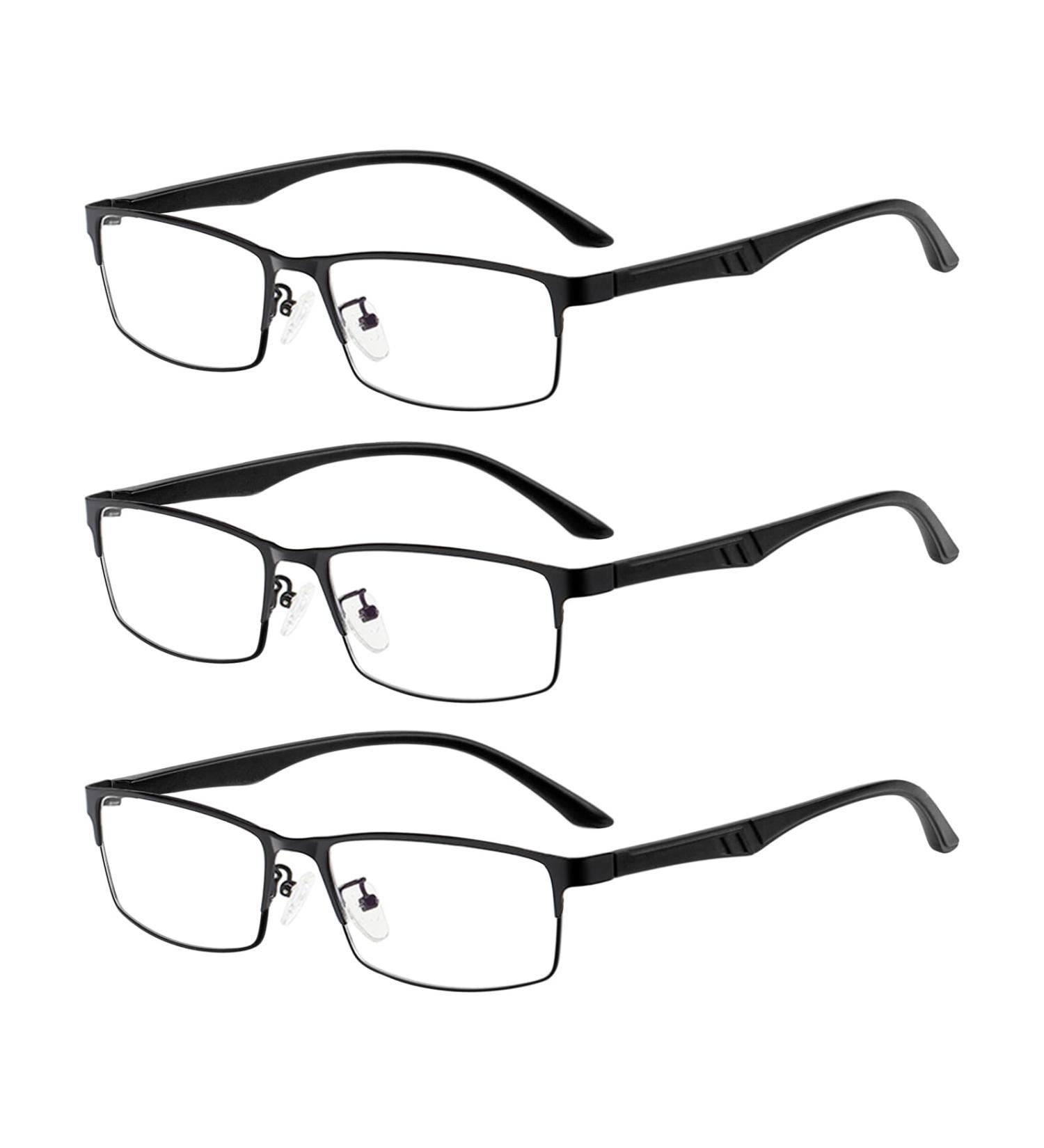 ALWAYSUV 3 Pack Blue Light Blocking Reading Glasses for Men - Black Full Frame 1.5x Magnification - Buy Online on GoSupps.com