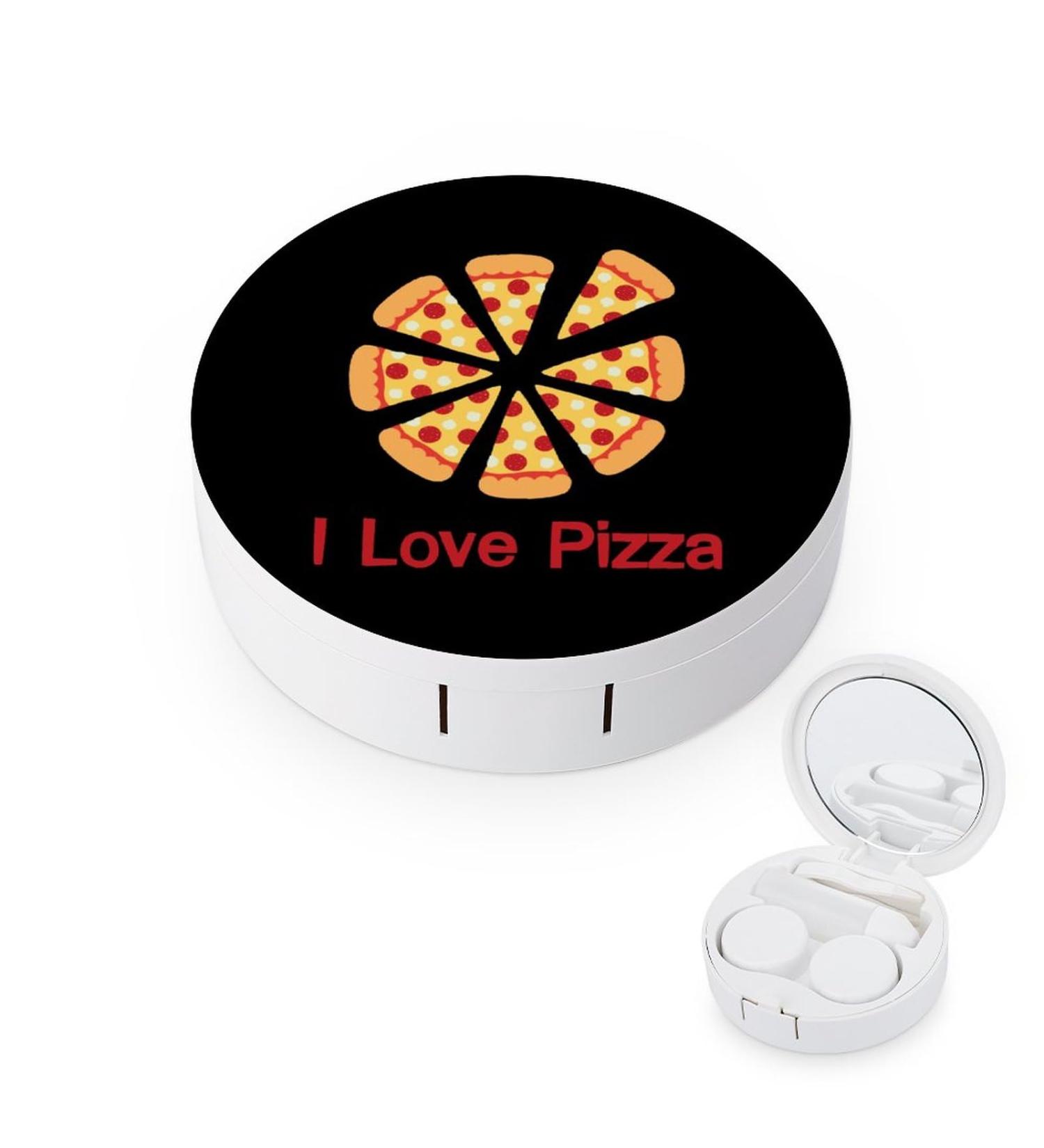I Love Pizza Contact Lens Case - Portable Travel Lens Box with Mirror for Easy Eyewear Storage - Buy Online on GoSupps.com