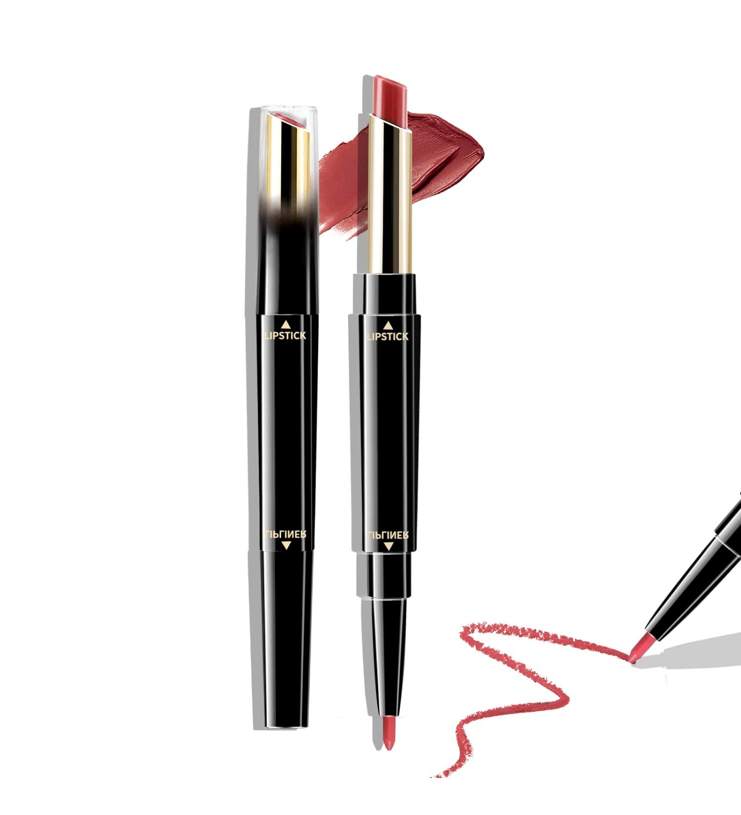 Boobeen 2 in 1 Double Head Lipstick & Lip Liner Set | Matte Velvet Lipgloss & Creamy Lip Pencil for Women - Long-Lasting, Non-Smudge (04) - Buy Online on GoSupps.com