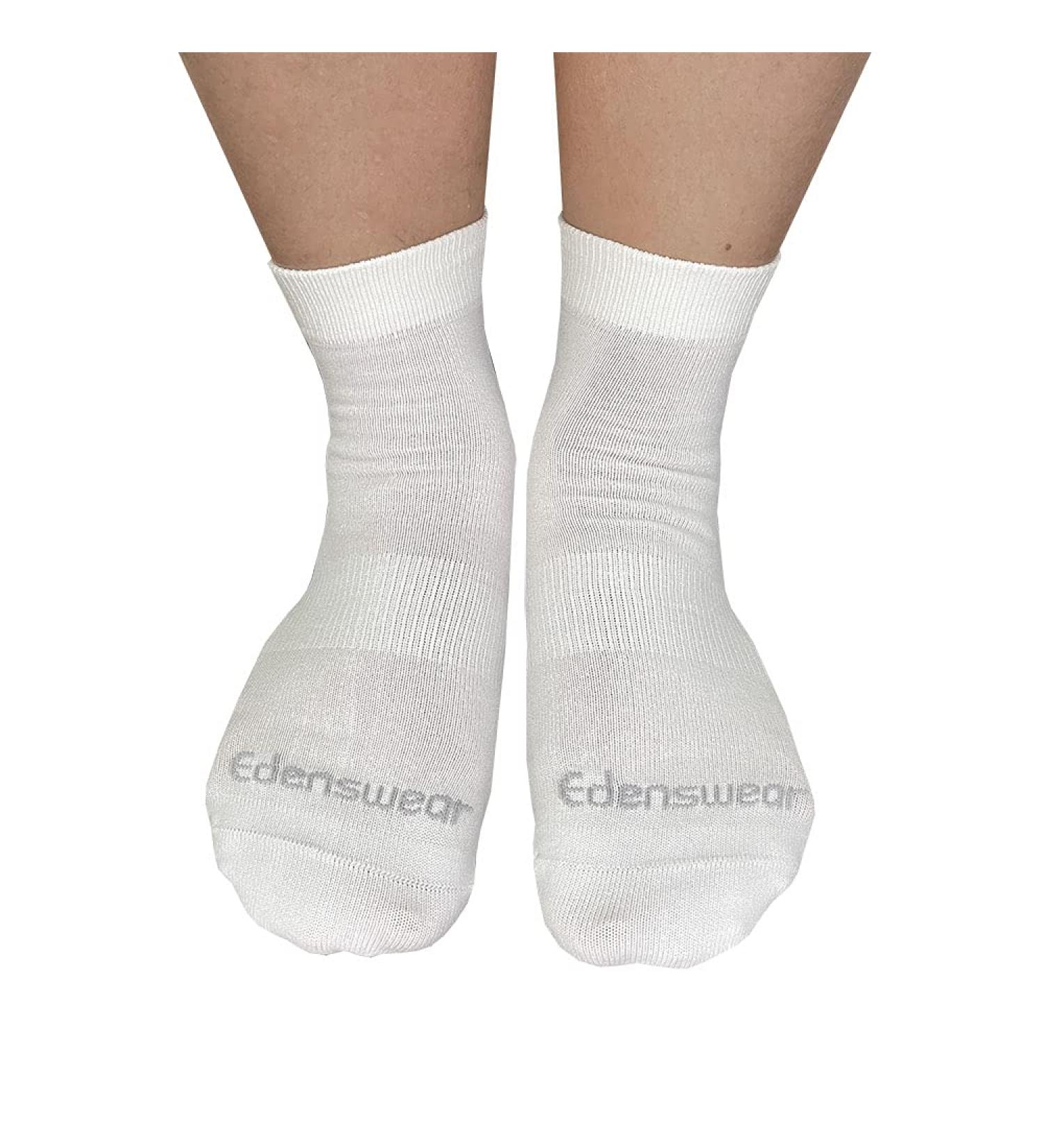 Edenswear Zinc-Infused Moisturizing Tencel Socks for Adult with Eczema White Medium