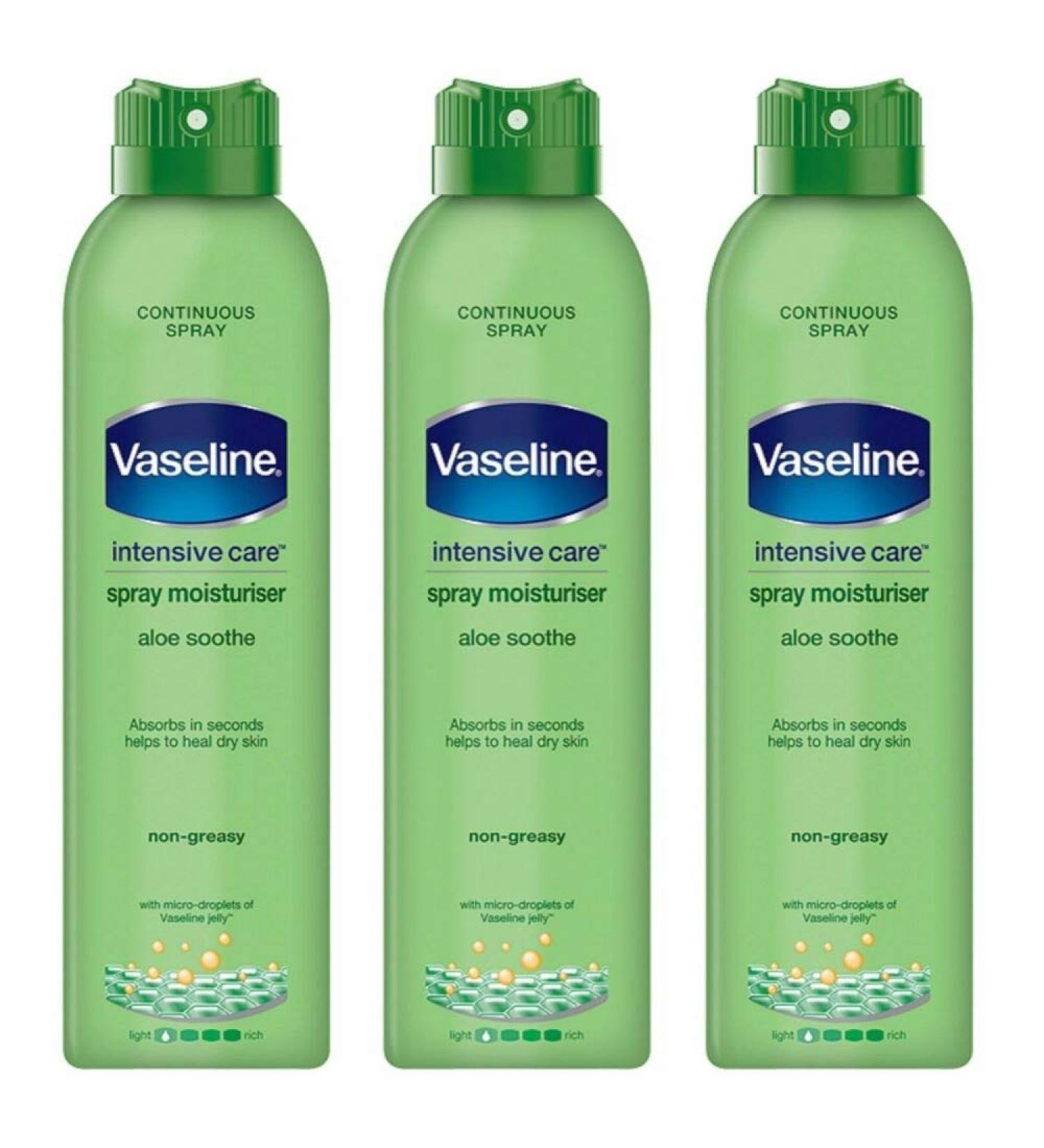 3x Vaseline Intensive Care Spray & Go Aloe Soothe Spray Moisturiser 190ml