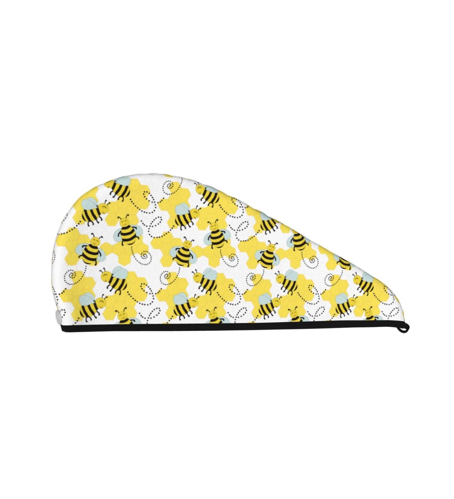 Cheerful Bumble Bees Microfiber Hair Towel Wrap | Super Absorbent Coral Velvet Quick Dry Cap for Long Curly & Thick Hair - Ideal for Women - Buy Online on GoSupps.com