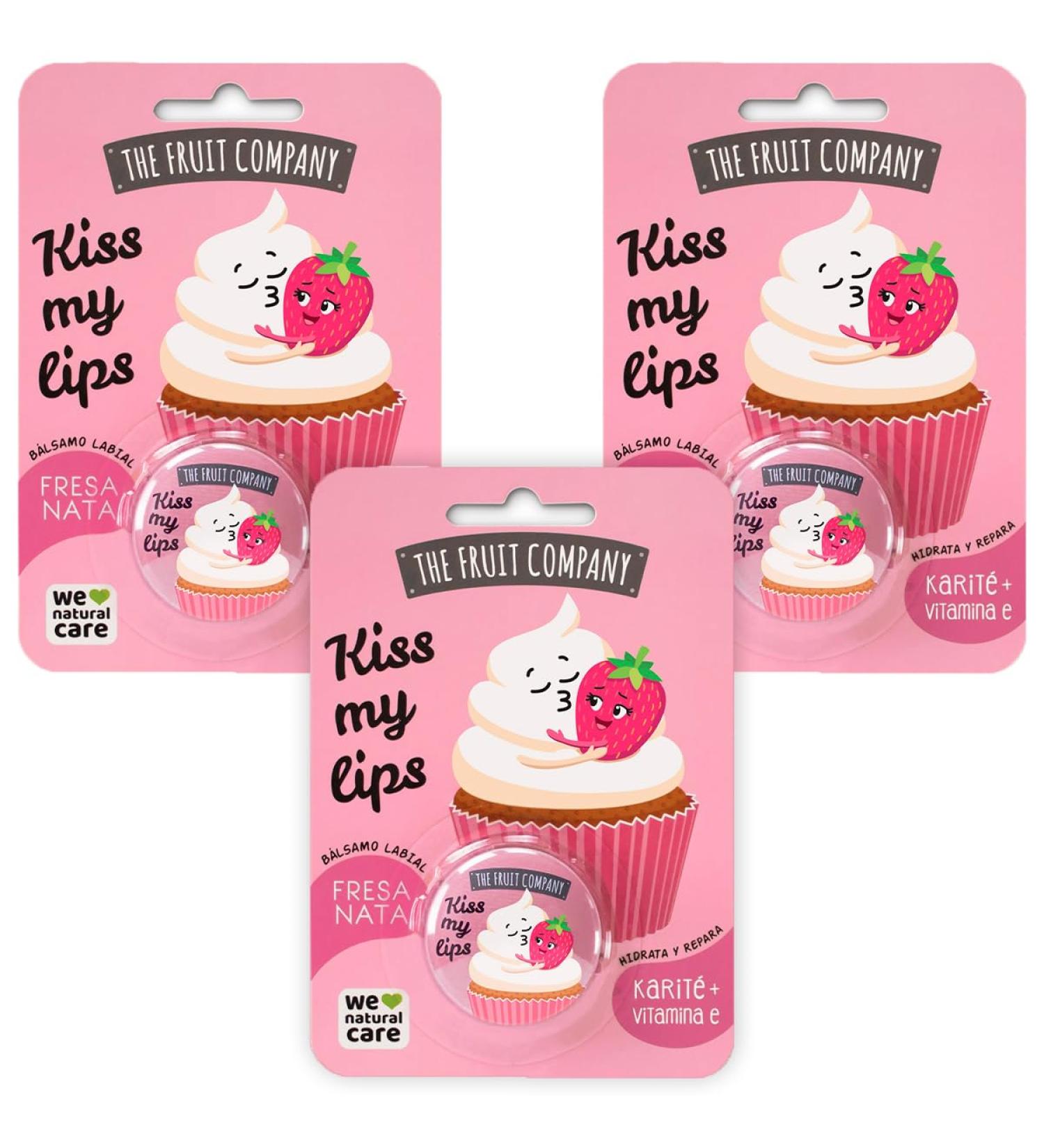 The Fruit Company Strawberry NATA Lip Balm 3 Pack | Moisturizes & Repairs with Shea Butter & Vitamin E | Mineral Oil Free Kiss My Lips - Buy Online on GoSupps.com