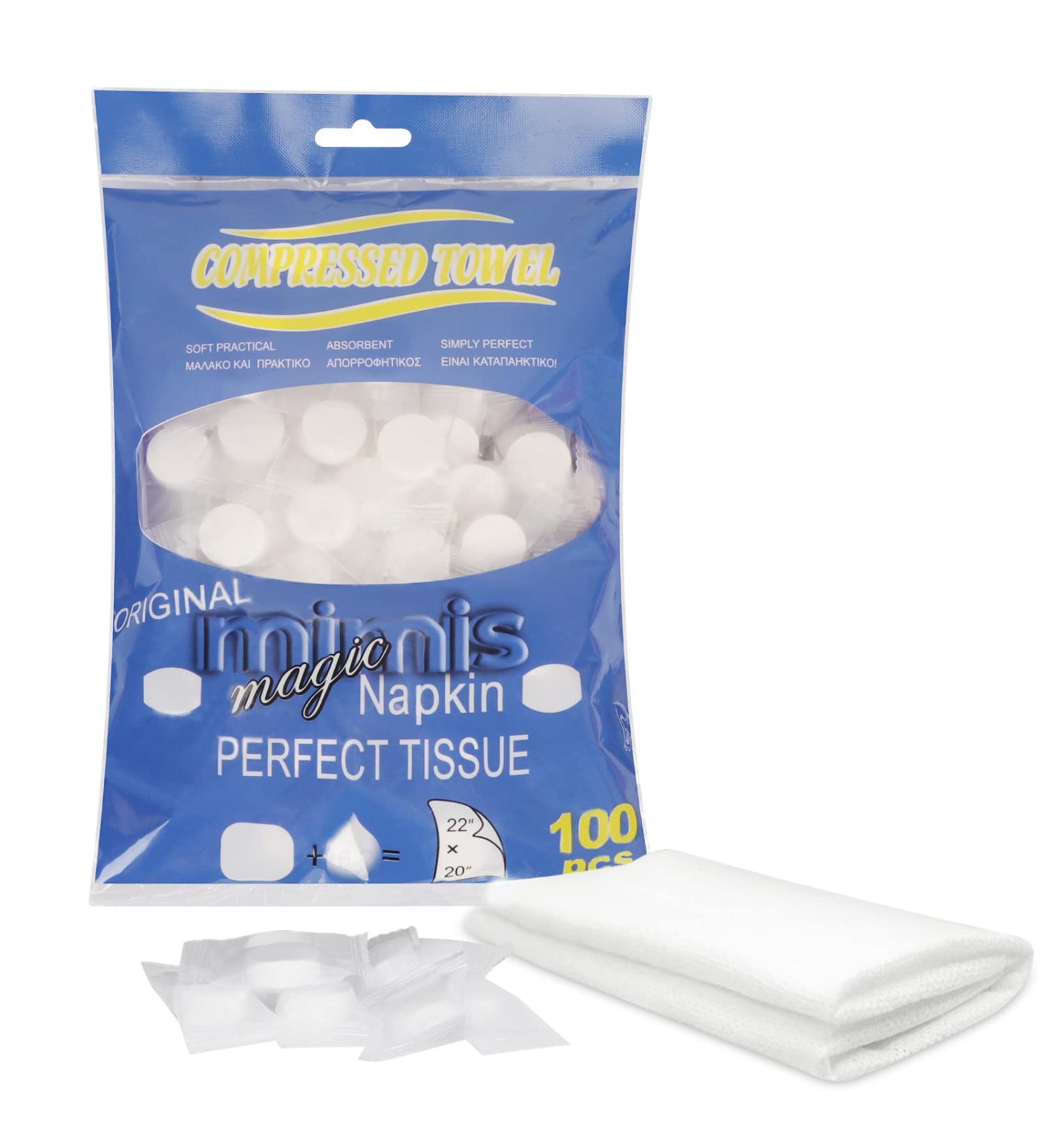 SimPolor 100/200 Pcs Compressed Towels - Portable Disposable Mini Toilet Paper Tablets for Travel Camping Hiking & Beauty Salon - Blue (100 Pack) - Buy Online on GoSupps.com