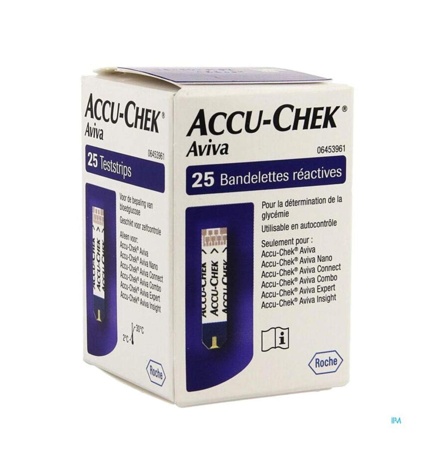 Accu Chek Aviva blood sugar test strips 25 pieces