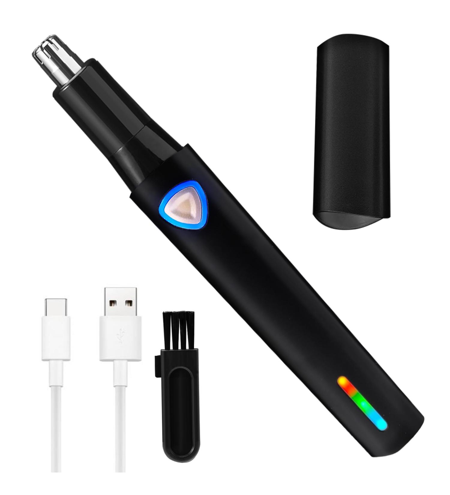 Portable Rechargeable Nose Hair Trimmer for Men & Women | Painless Low Noise Electric Trimmer - Best Manscape Tool (Black - Buy Online on GoSupps.com