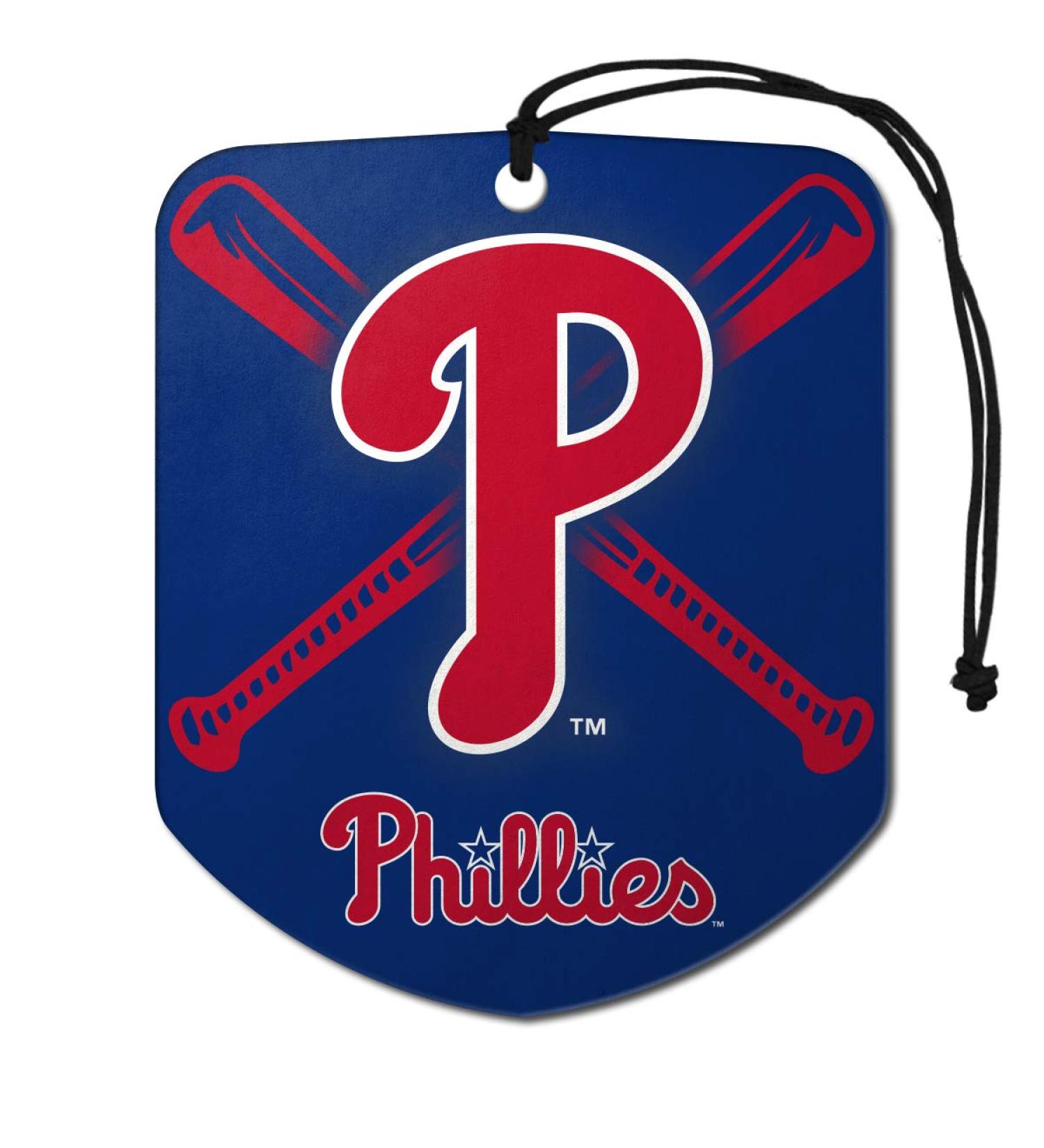 FANMATS 61553 MLB Philadelphia Phillies Hanging Car Air Freshener, 2 Pack, Black Ice Scent, Odor Eliminator, Shield Design with Team Logo