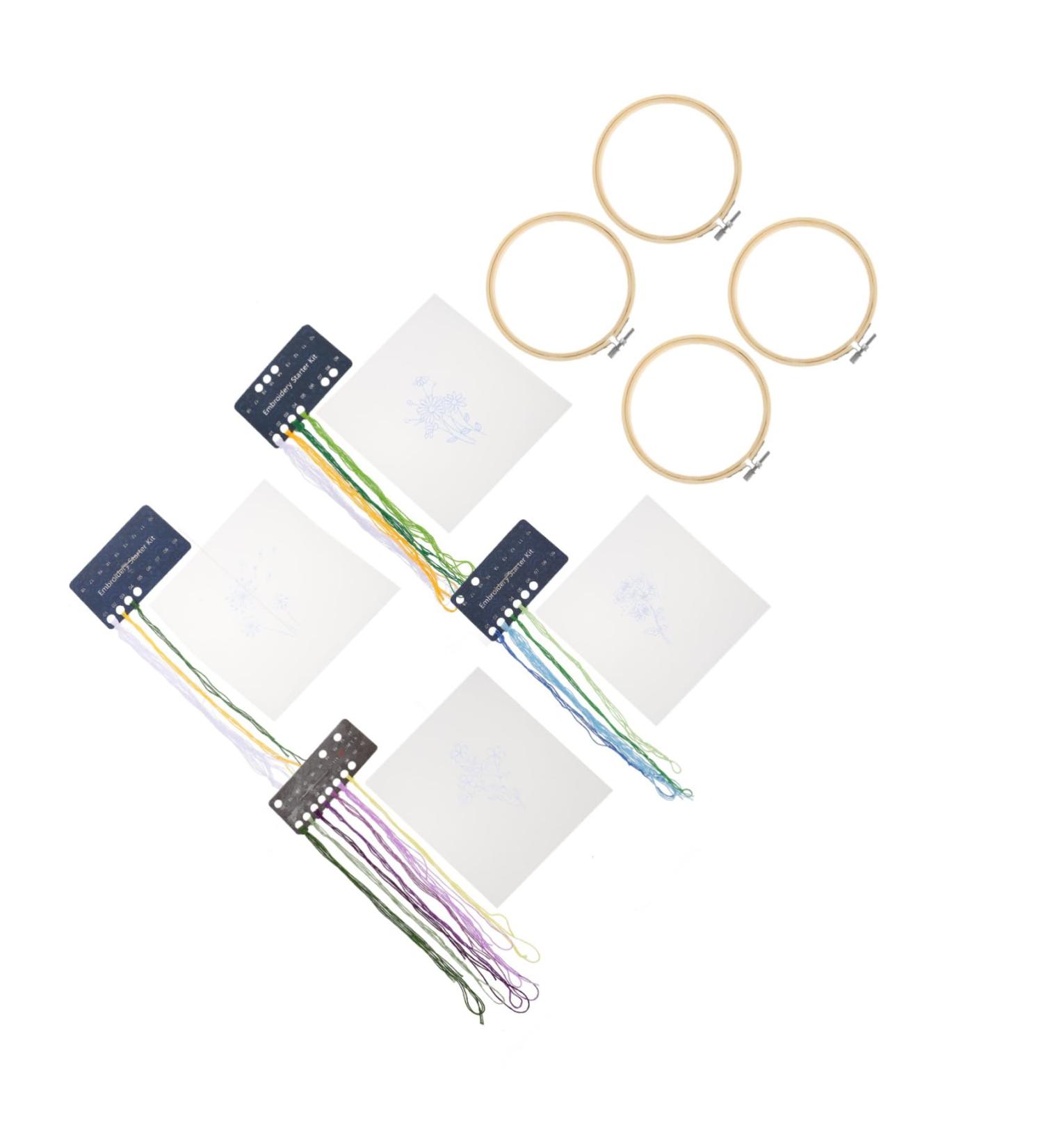 Exceart 4 Sets Cross-Engraving Image Hanging Embroidery Starter Kit - Punched Cross Kits for Adults & Kids - Complete Sewing & Punch Needle Packs - Buy Online on GoSupps.com