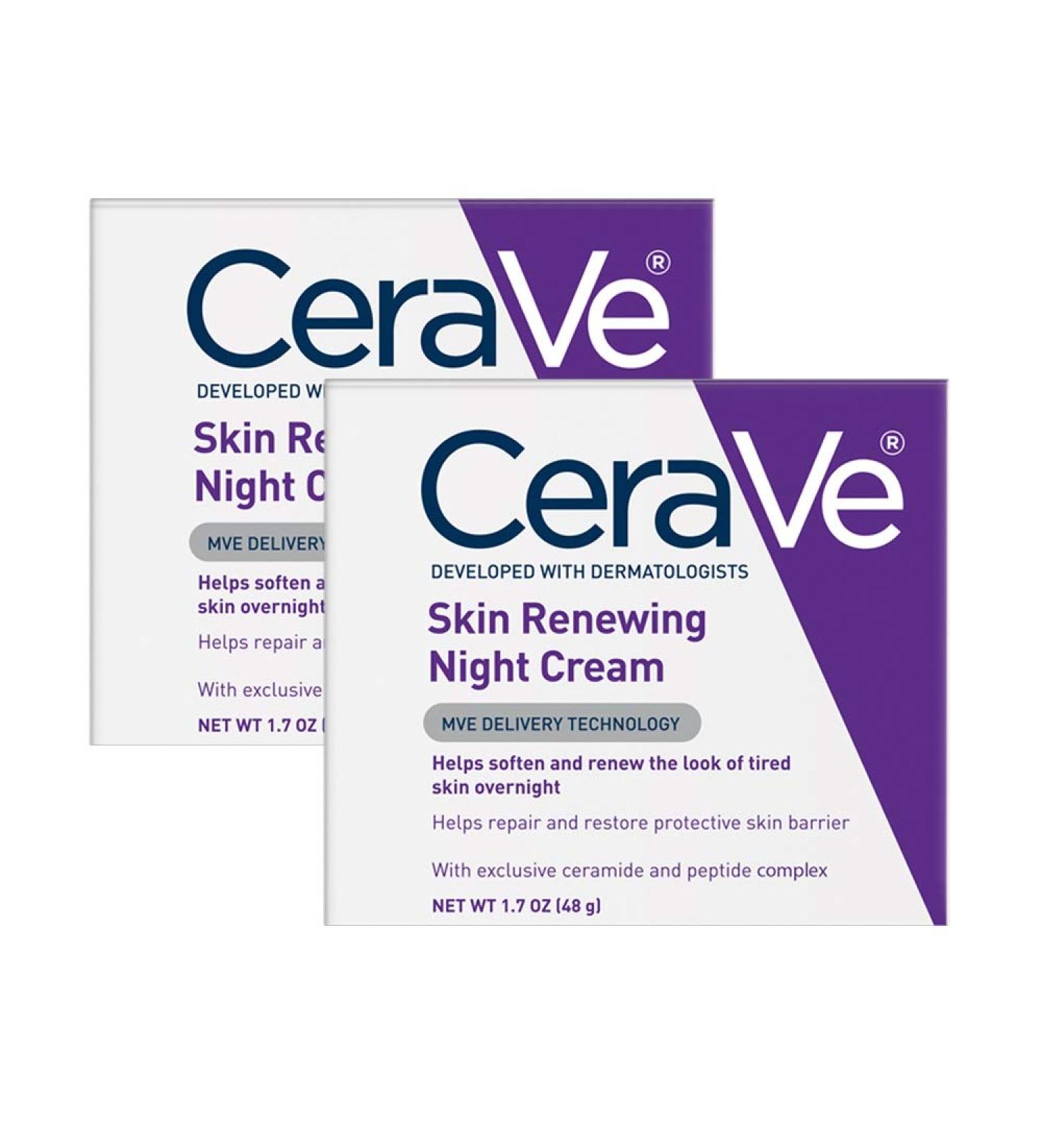 CeraVe Night Cream 2 Pack - 1.7oz Each | Hyaluronic Acid & Niacinamide | Fragrance Free - Buy Online on GoSupps.com
