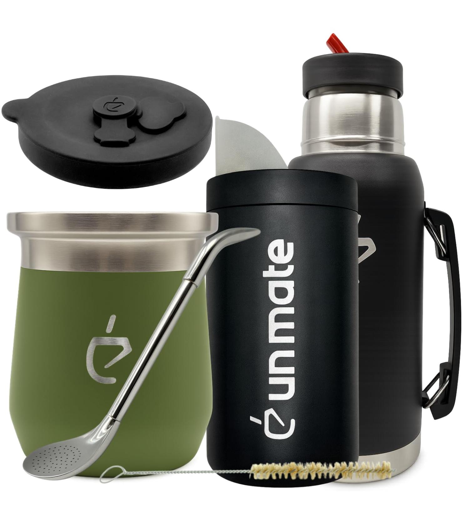 Coffret Yerba Mat Un Mate Kit complet Thermolid DualFlow PRO Forest Green bouteille isotherme 1000 ml Tasse Isotherme 230 ml Bombilla Bo te Yerba 250 g Brosse Coffret Cadeau Premium (Vert) - Buy Online on GoSupps.com