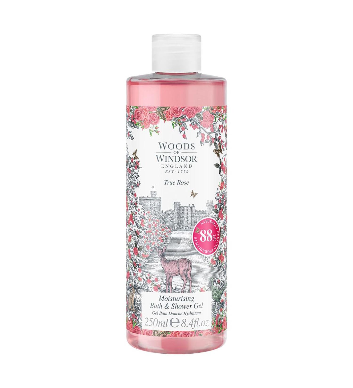 Woods of Windsor Rose Bath & Shower Gel - Floral White Jasmine & Ylang Ylang - Moisturizing Body Wash for Women with Vitamin E - 250ml - Buy Online on GoSupps.com