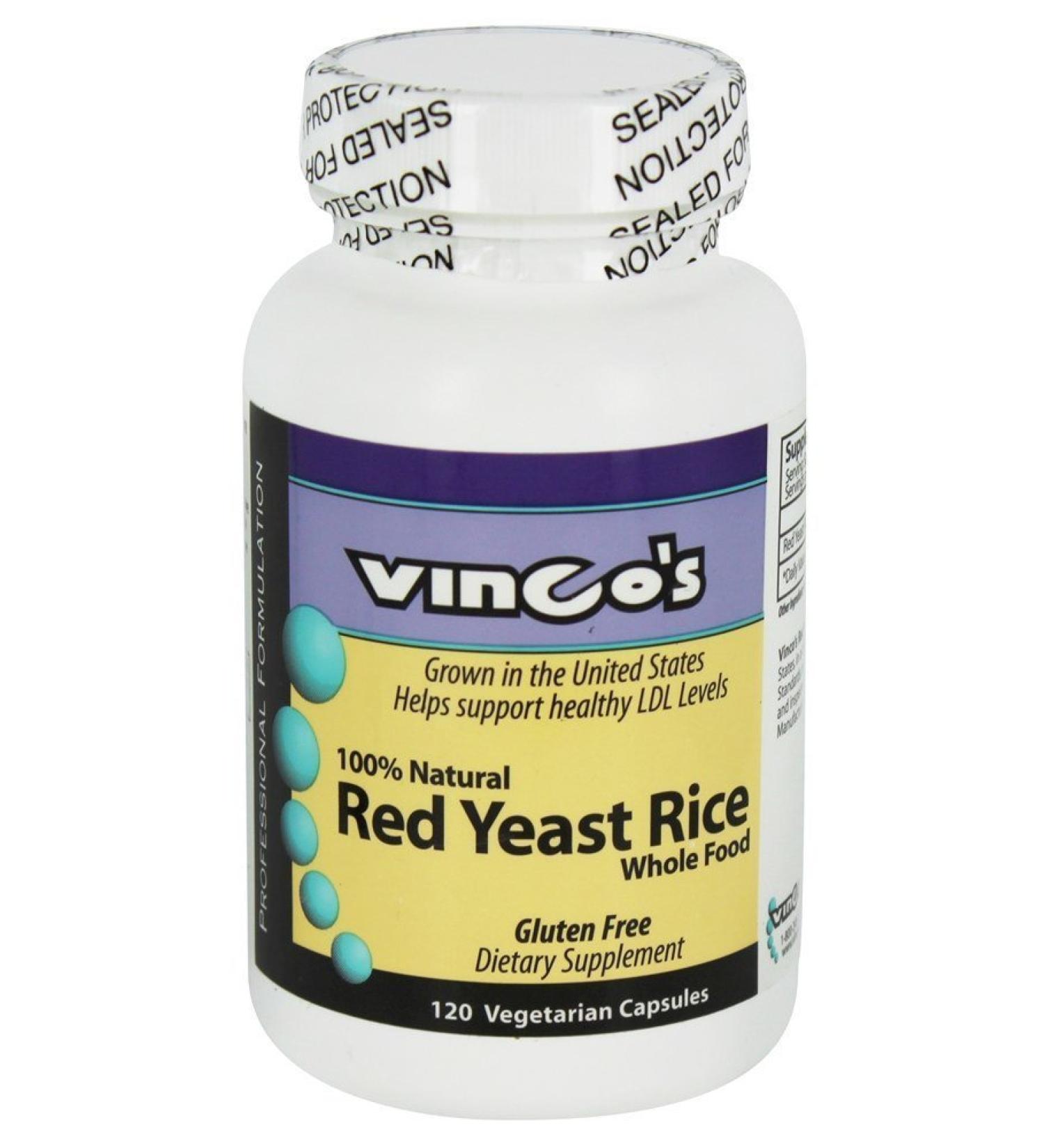 Vinco's - 100% Natural Red Yeast Rice - 120 Vegetarian Capsules - Buy Online on GoSupps.com