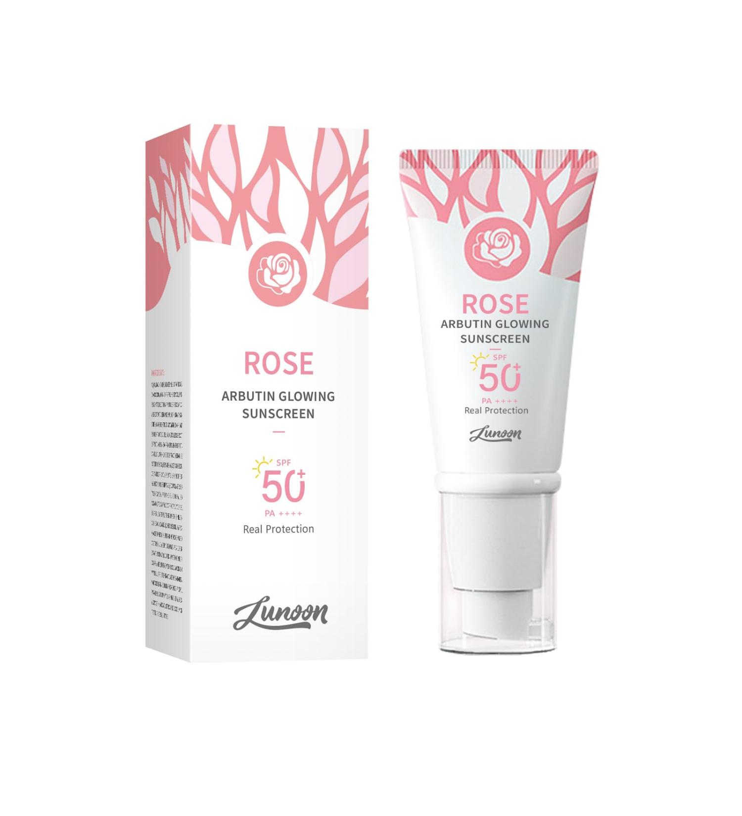 Glow Face Sunscreen SPF 50 PA++++ Broad Spectrum Sunscreen for Face Daily Moisturizing Sunscreen and Face Primer with Rose Extract and Arbutin Sun Resistant - Buy Online on GoSupps.com