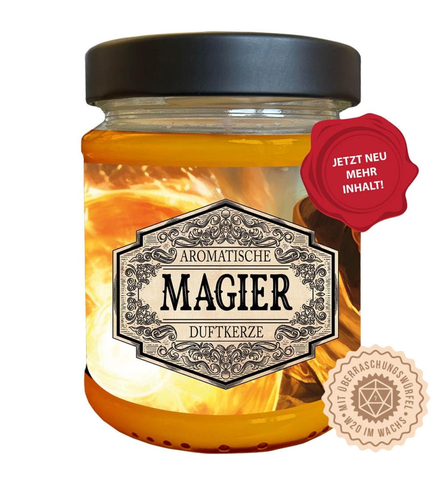 Role play scented candle magician with hidden D20 dice - handmade in Germany (new size) 240ml approx. 40 hours burning time