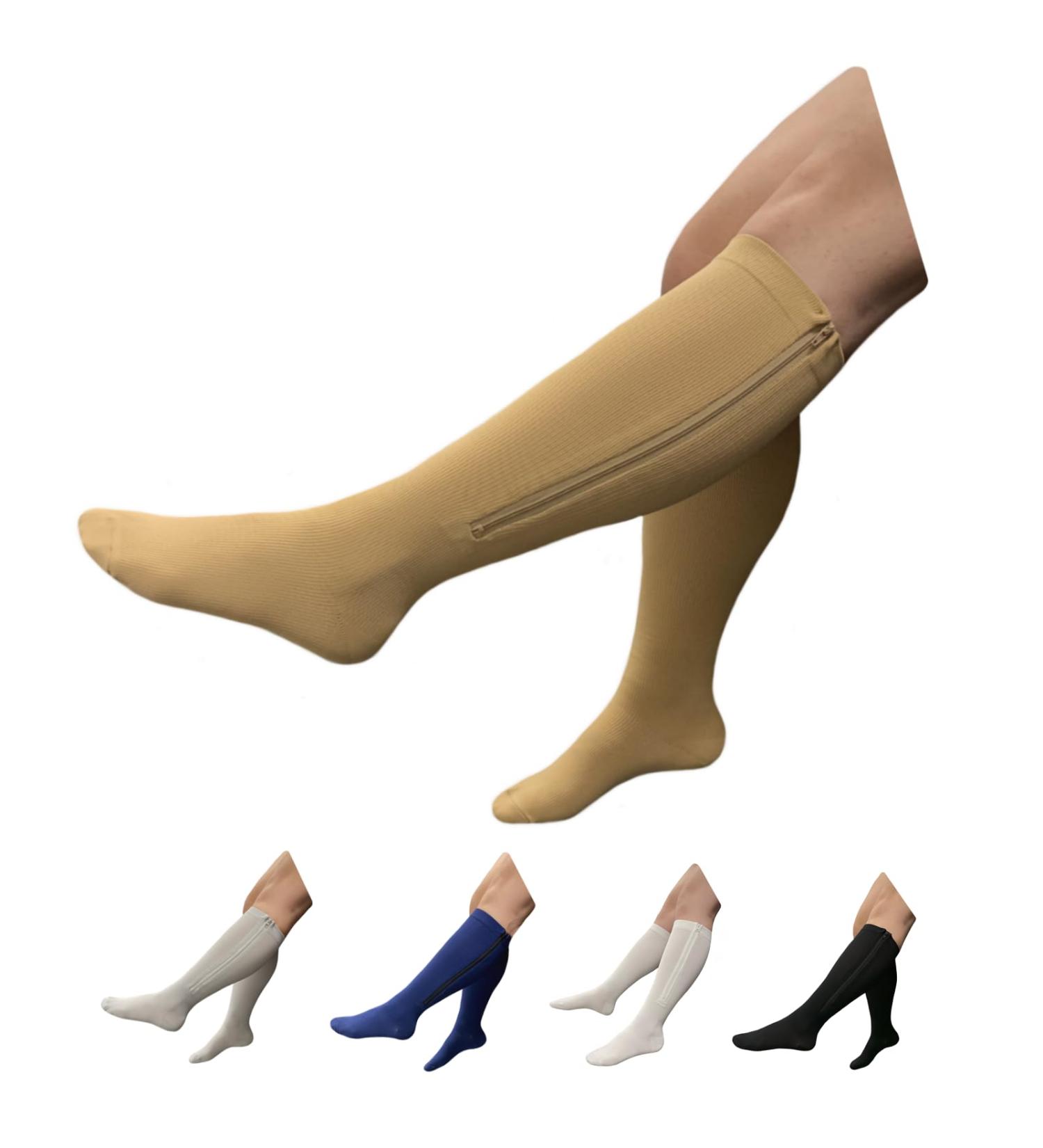 Shop Seniors Care 15-20 mmHg Compression Leg Calf Closed Toe Zipper Socks - Nude 3X-Large | International Shipping Available - Buy Online on GoSupps.com