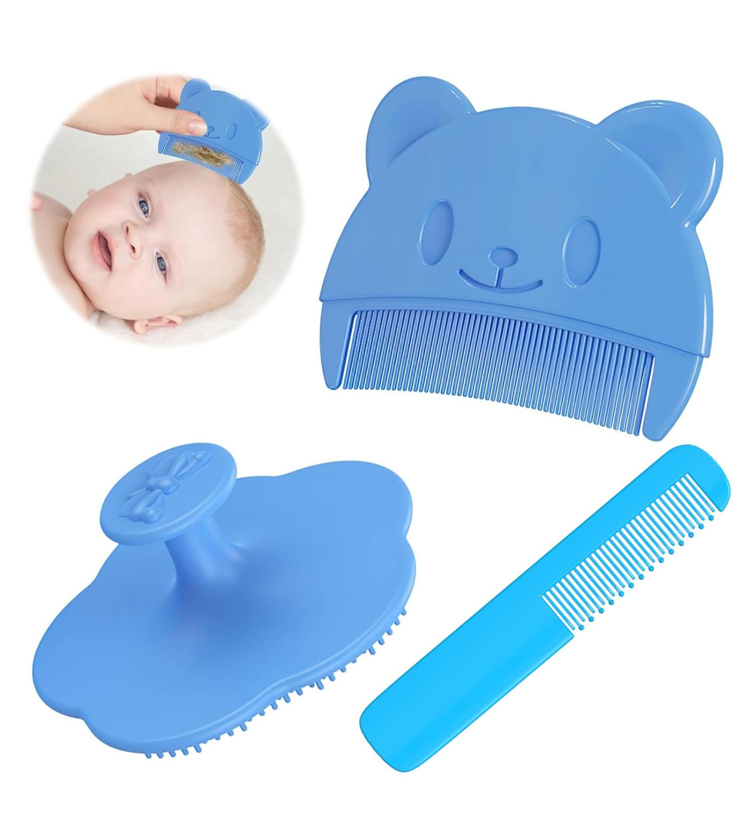 DGUSO MilchSchorf Kamm - 3 Piece Soft Bristle Baby Brush & Comb Set for Newborns | Effective Milk Scab Removal - Buy Online on GoSupps.com