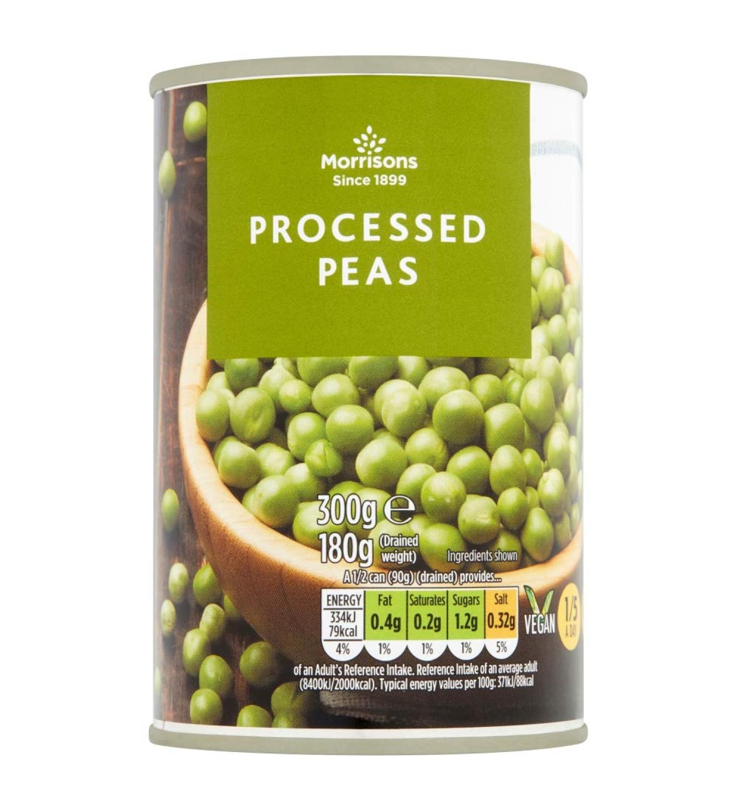 Morrisons Small Processed Peas in Water 300 g x 12