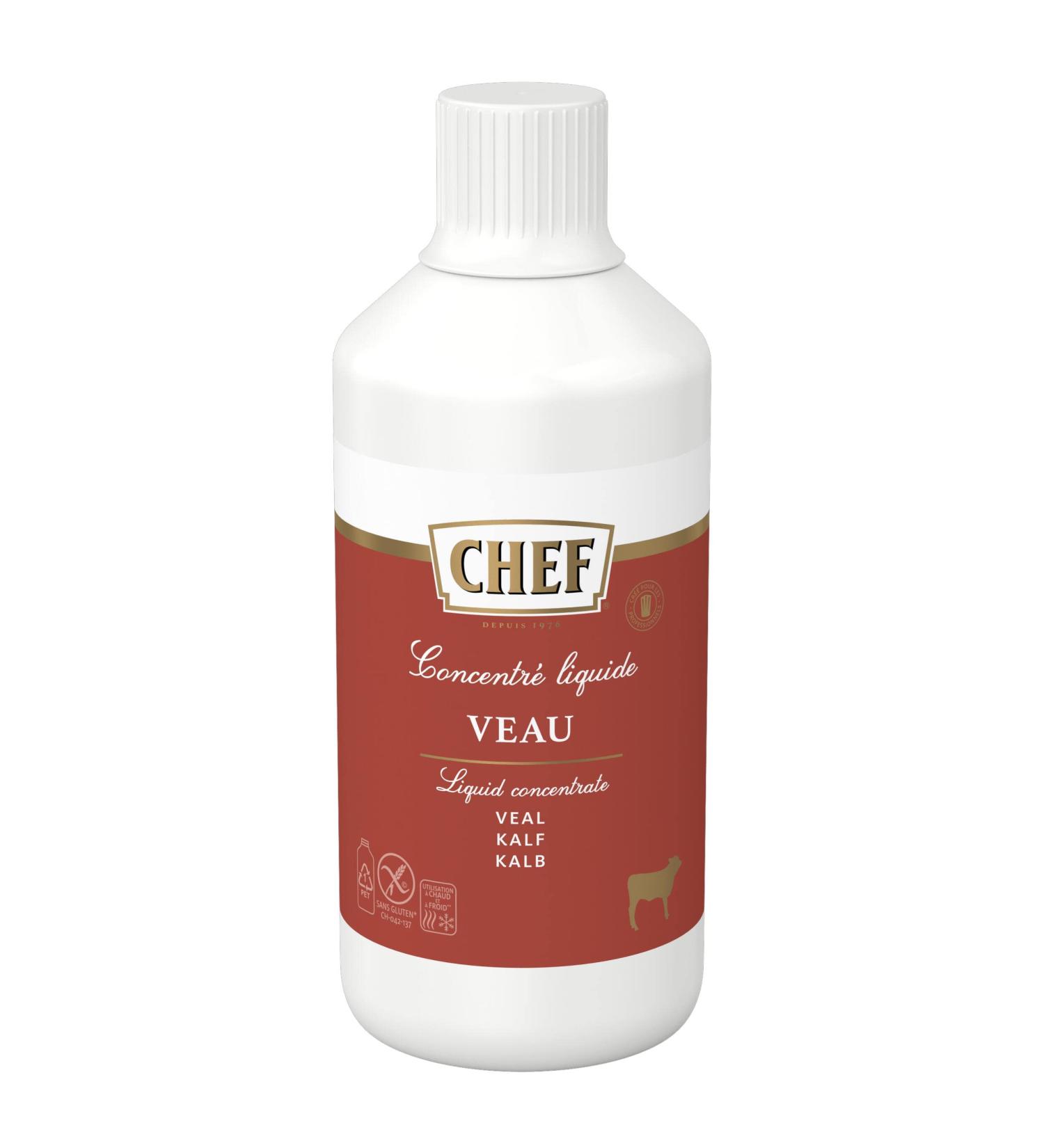 CHEF Liquid Concentrate Veal - 100% Natural Flavor Boost for Hearty Meat Dishes - 1L Pack - International Shipping Available - Buy Online on GoSupps.com