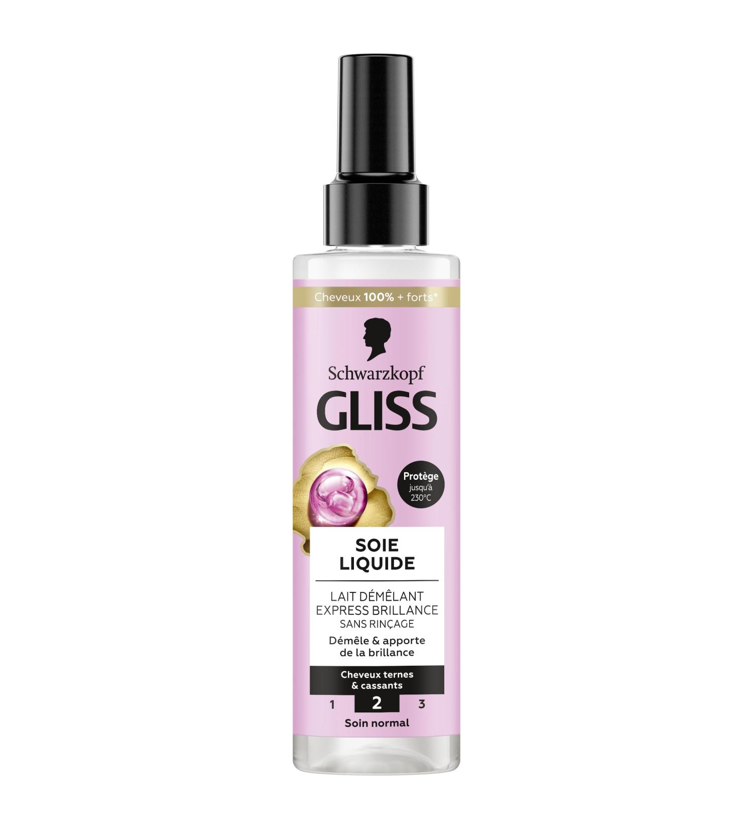 Schwarzkopf GLISS Express Detangling Milk Liquid Silk Shine Protects up to 230 C Detangles & Brilliance Dull & Brittle Hair Normal Care Without Rinsing 200 ml - Buy Online on GoSupps.com
