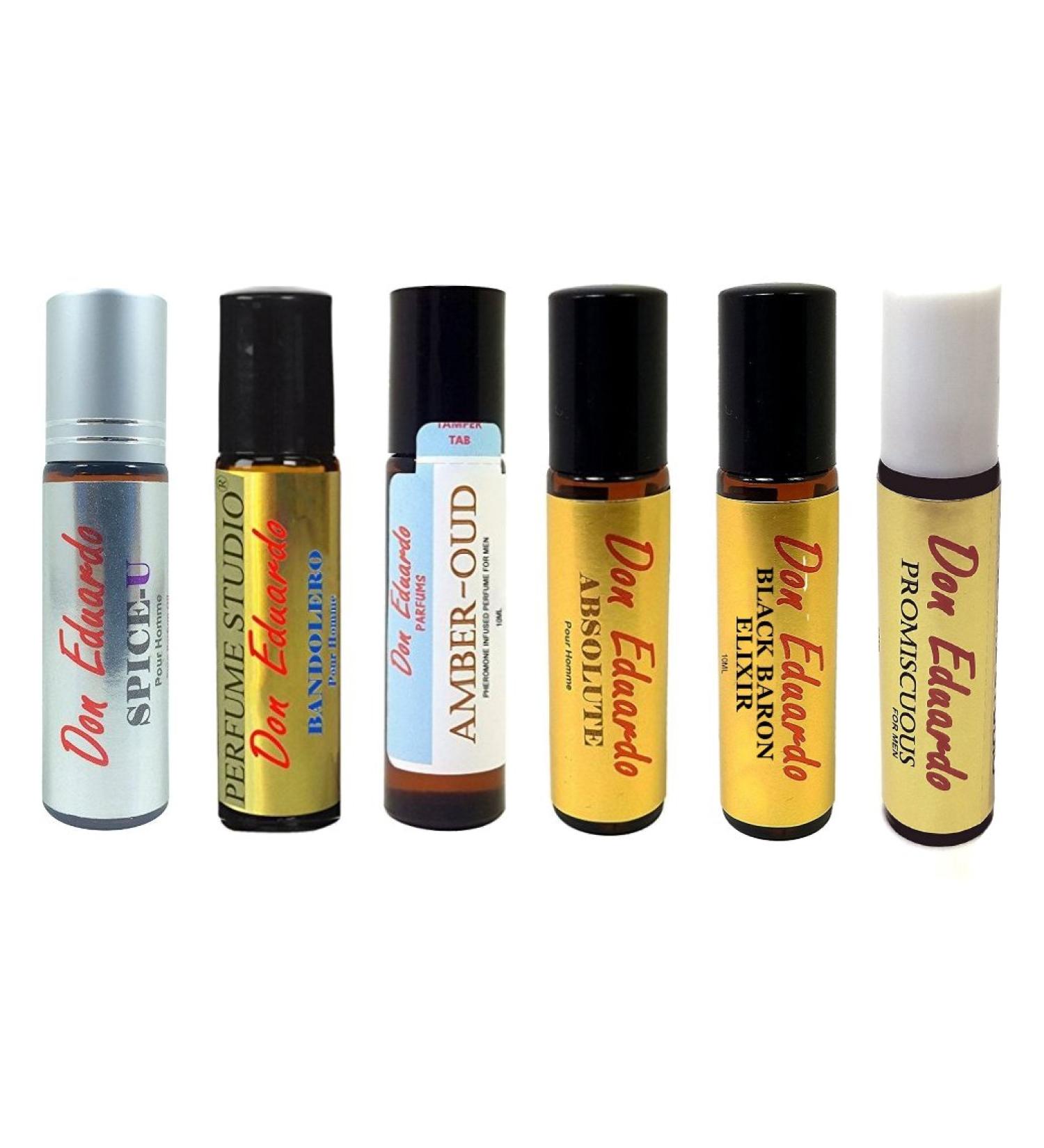 Set for Men to Attract Women with Natural Attractant Oils (Absolute Spice-U Amber Oud Bandolero Black Baron Promiscuous) 10ml