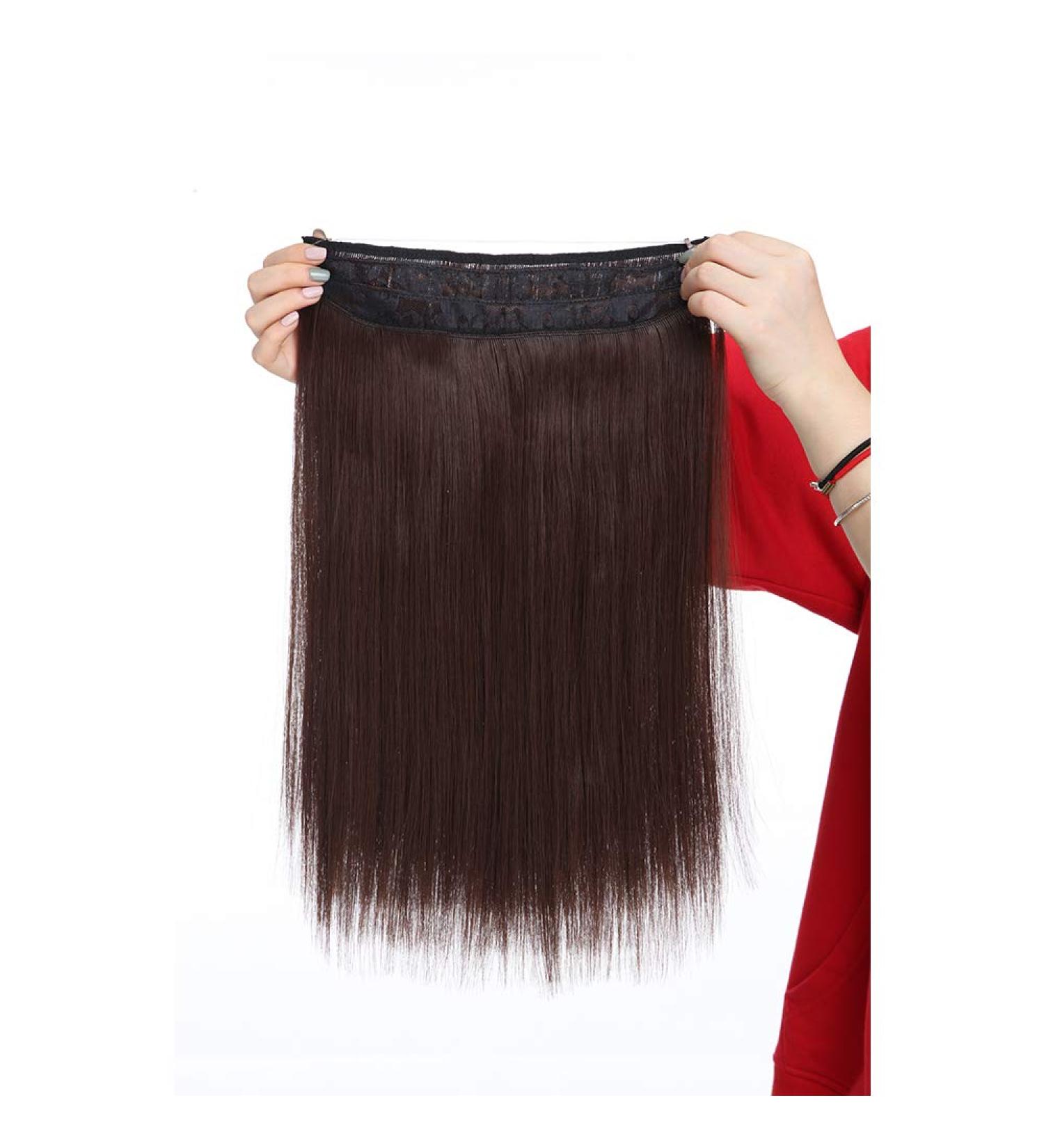 16" One Piece Secret Wire In Hair Extensions Synthetic Straight Hairpiece Natural Invisible Wire String - Medium Brown(Length:40CM Weight:90g) - Buy Online on GoSupps.com