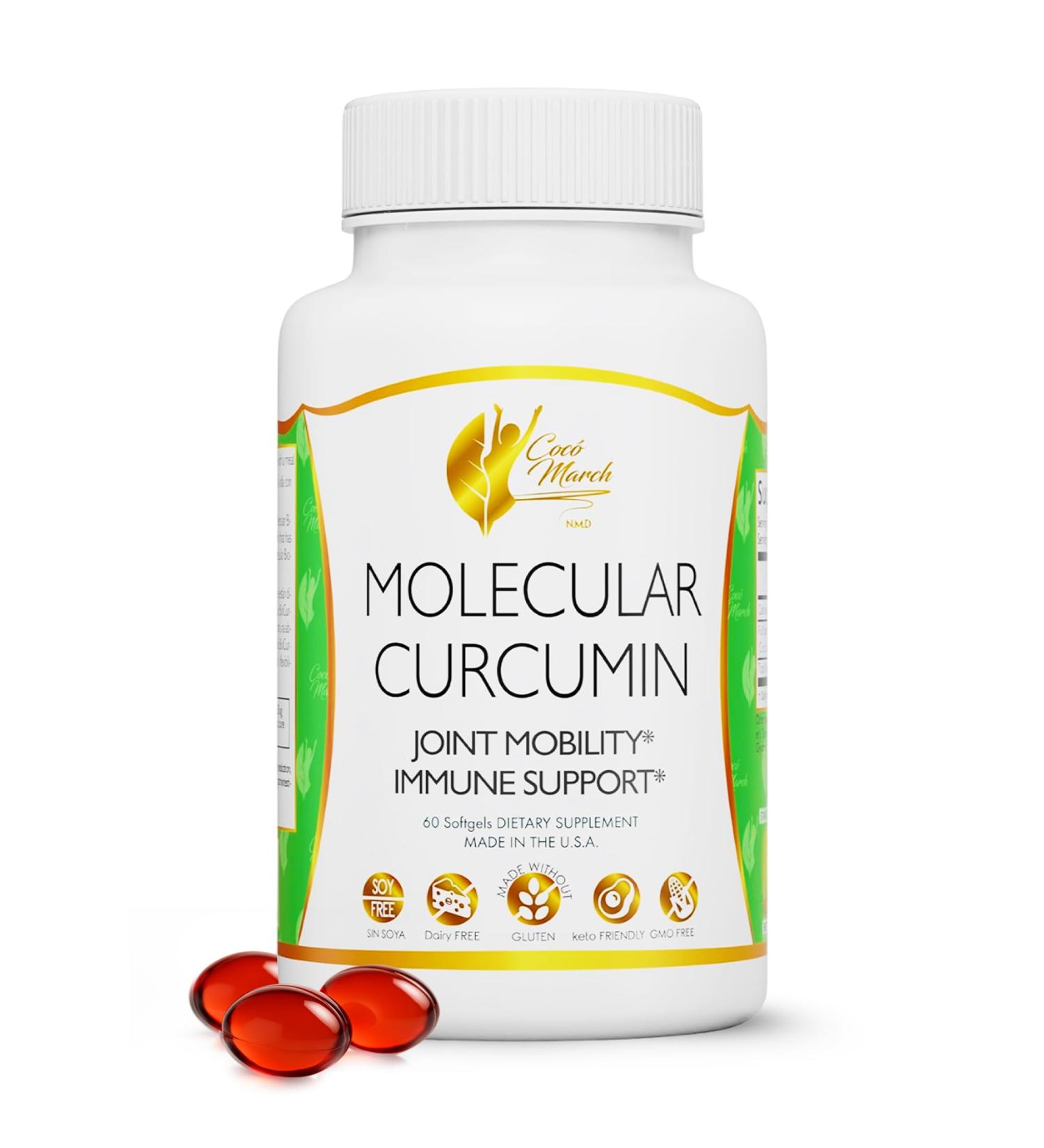 Coc March N.M.D. Molecular Curcumin 180x Higher Absorption Curcumin with Turmeric Extract Joint Health Mobility & Immune Support Gluten Free Dairy Free Soy Free Keto Friendly 60 Softgels - Buy Online on GoSupps.com