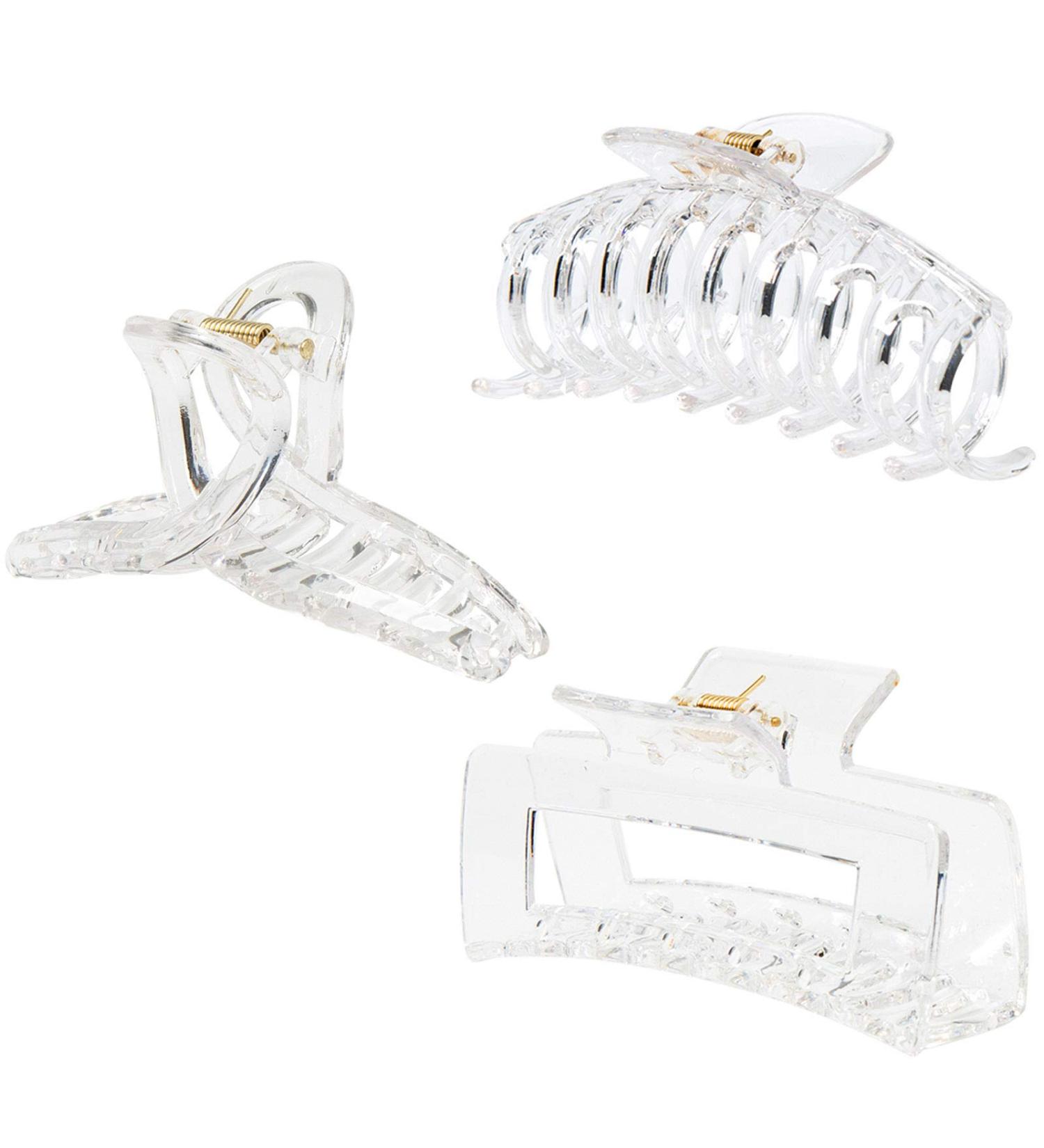 Kitiin Clear Hair Claw Clips - 3 Pack Transparent Hair Clips for Thick/Fine/Thin Hair - Strong Holding Teeth Interlocking - Large Jaw Clips for Women - Buy Online on GoSupps.com