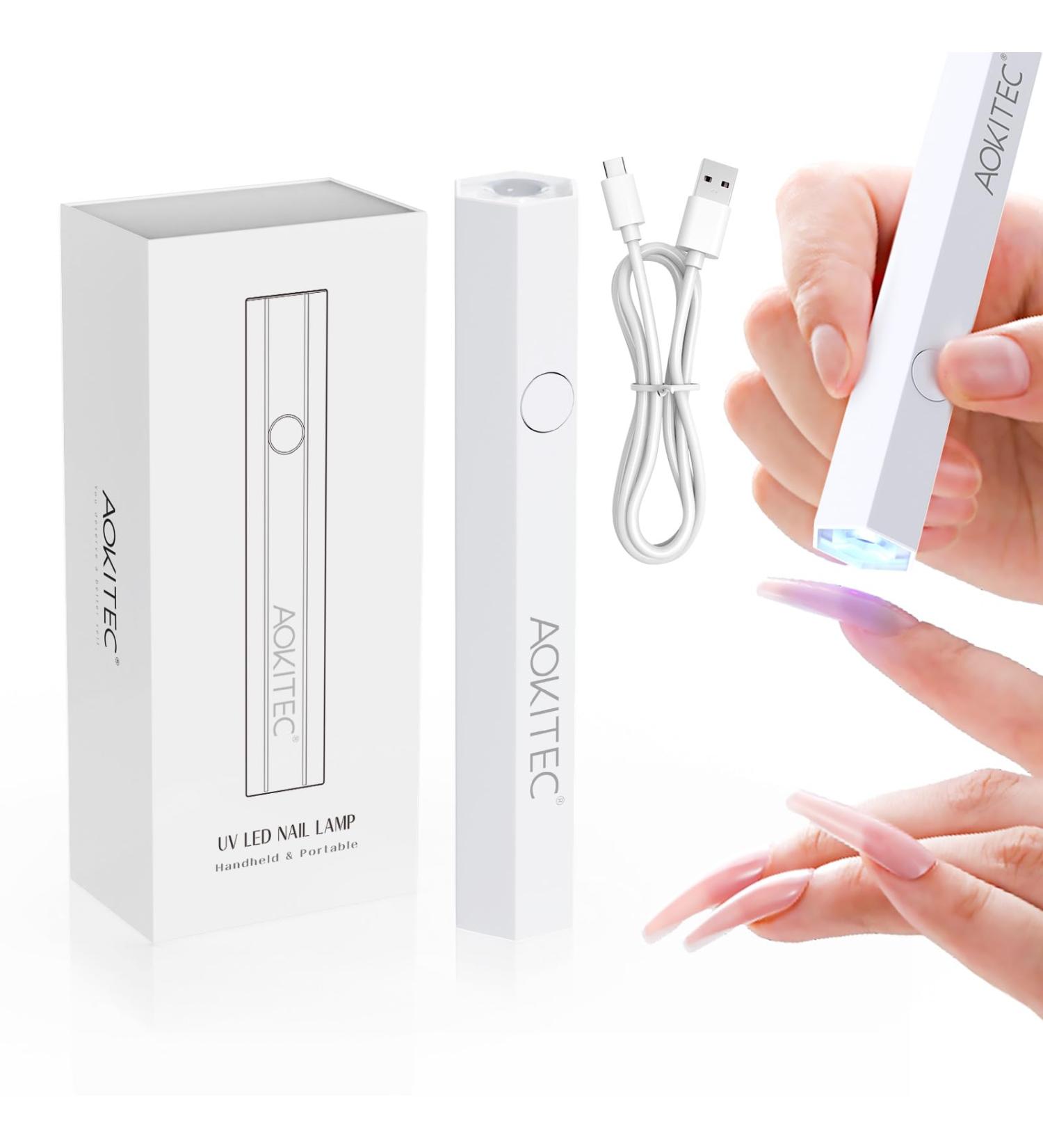 AOKITEC Mini UV Lamp for Gel Nails - Handheld LED Nail Dryer for DIY Manicure & Salon Use - Fast Curing for Nail Stickers Foils & Glue - 02 White Nagellampe Set B - Buy Online on GoSupps.com