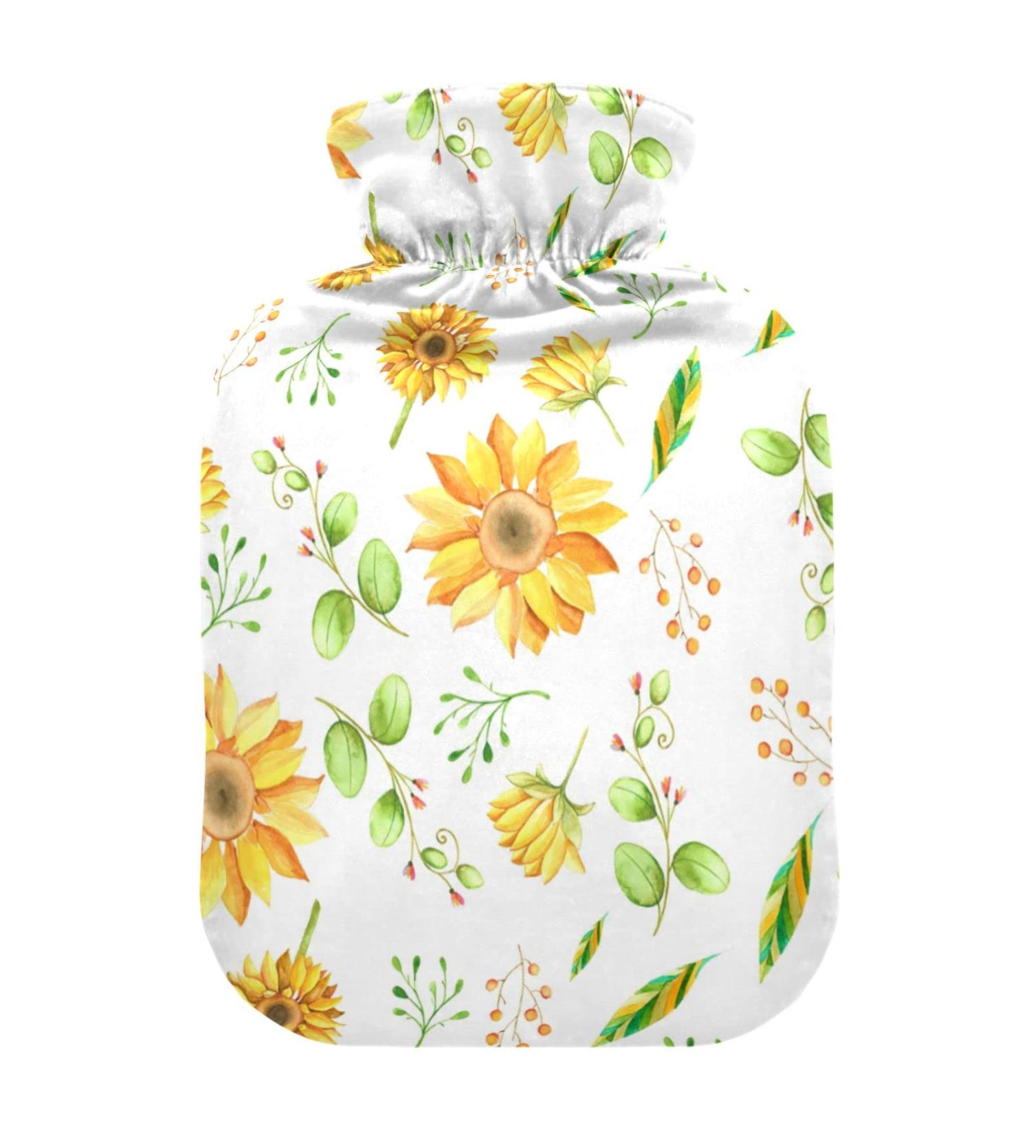 Watercolor Sunflower Hot Water Bottles - 2L Pain Relief Bags for Kids & Adults | Best Heating Bottles for Comfort - Buy Online on GoSupps.com
