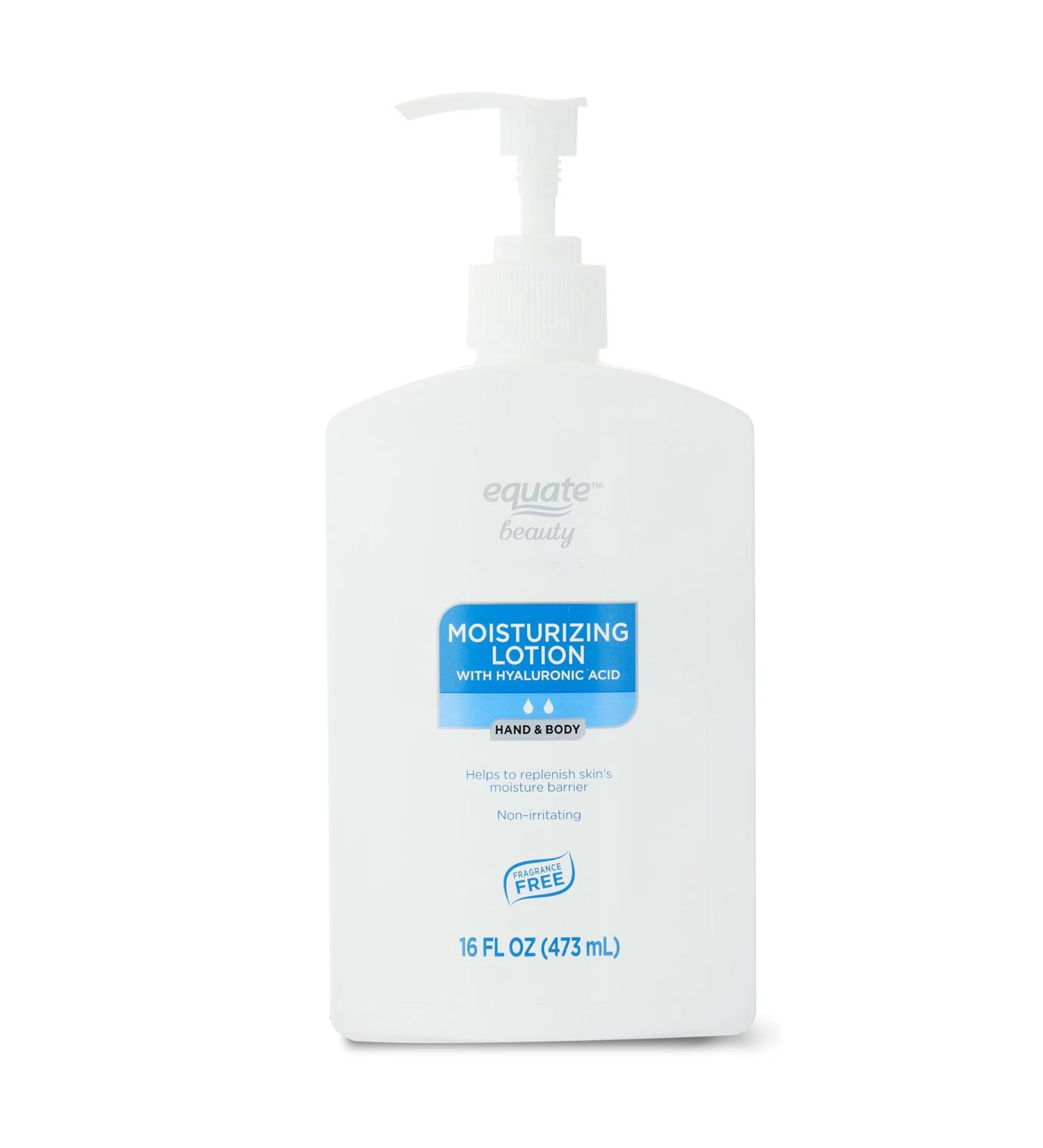 Equate Beauty Moisturizing Lotion with Hyaluronic Acid Hand & Body Fragrance Free Non-Irritating 16 fl oz - Buy Online on GoSupps.com