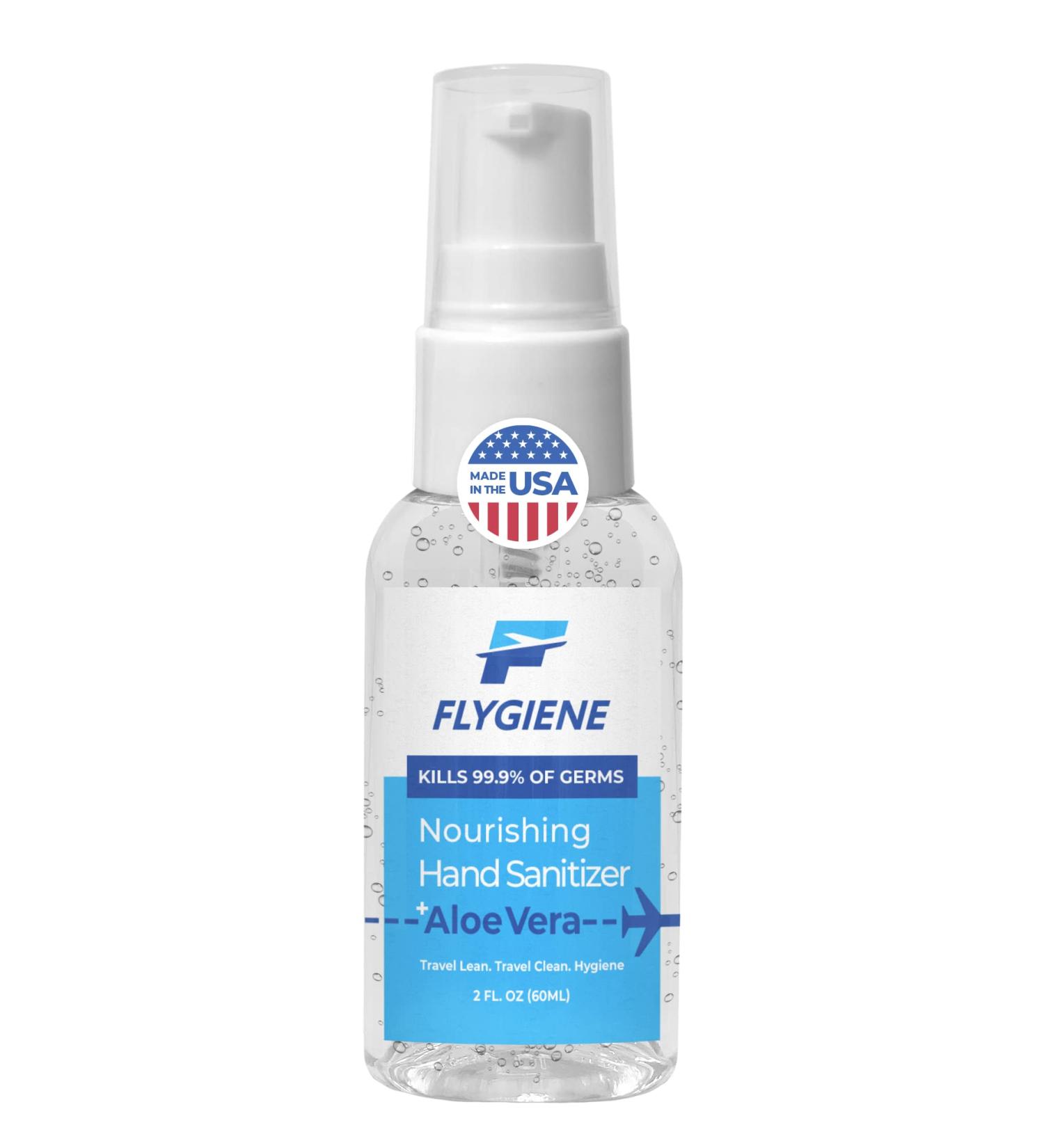 FLYGIENE 2oz Hand Sanitizer (1 Pack) Made in USA | 70% Alcohol + Aloe | TSA Approved Travel Bottles - Buy Online on GoSupps.com