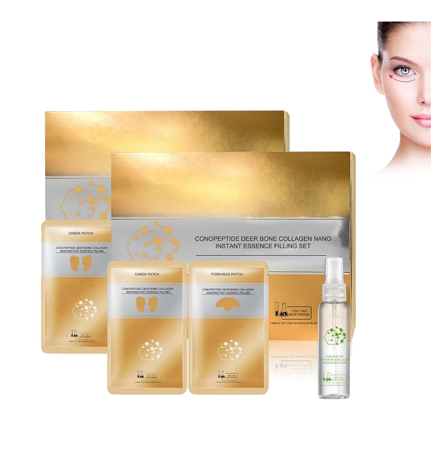 Peptidew Korean Spiral Peptide Deer Bone Soluble Collagen Film Spiral Peptide Deer Bone Collagen Essence Kit Face Mask Collagen Essence Tightening Patch Spiropeptide Deer Collagen Essence (2Set) - Buy Online on GoSupps.com