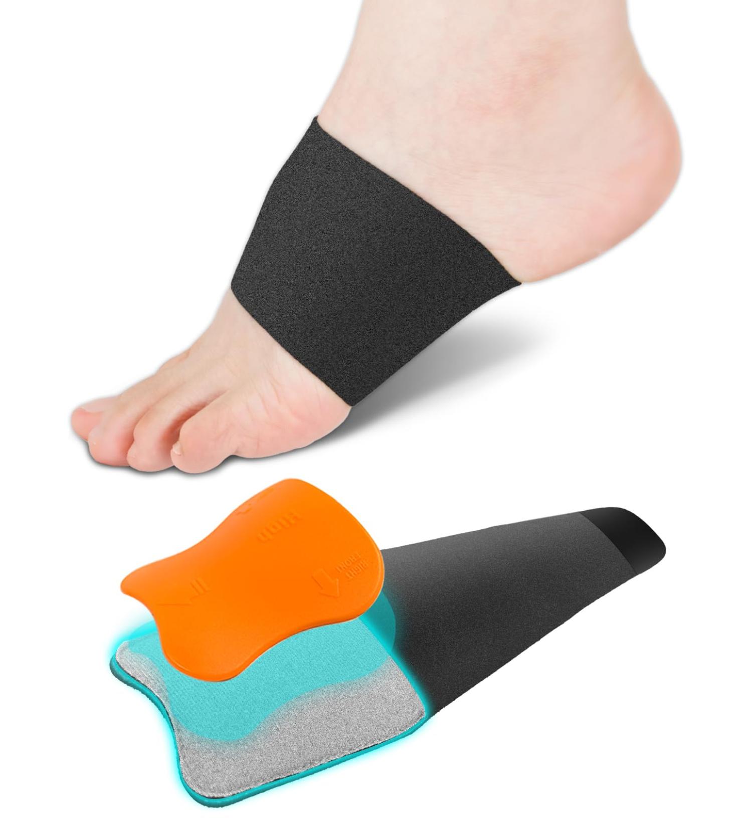 Plantar Fasciitis Relief Brace | Adjustable Arch Support Sleeves for Flat Fallen Low & High Arches | Cushioned Foot Relief for Swelling & Pain - M 8.5-12 / W 10-13 - Black - Buy Online on GoSupps.com